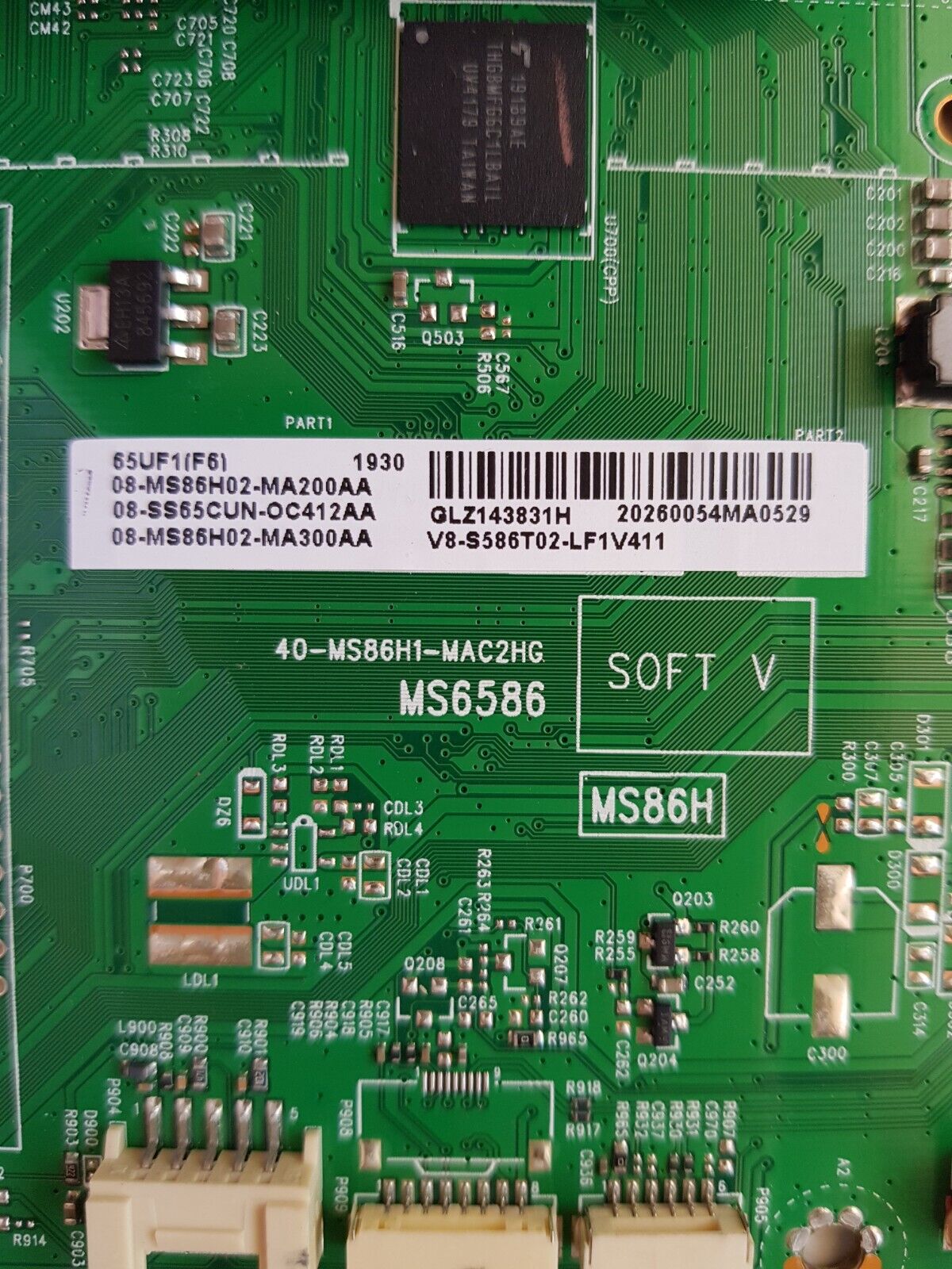 GENUINE FFALCON 65UF1 MAIN BOARD 08-MS86H02-MA200AA 40-MS86H1-MAC2HG MS6586