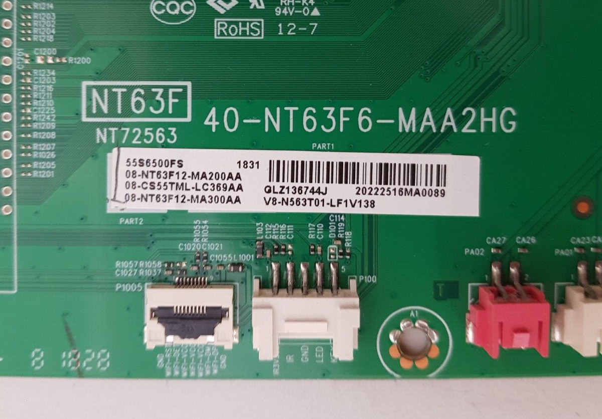 GENUINE TCL 55S6500FS MAIN BOARD 40-NT63F6-MAA2HG NT63F NT72563