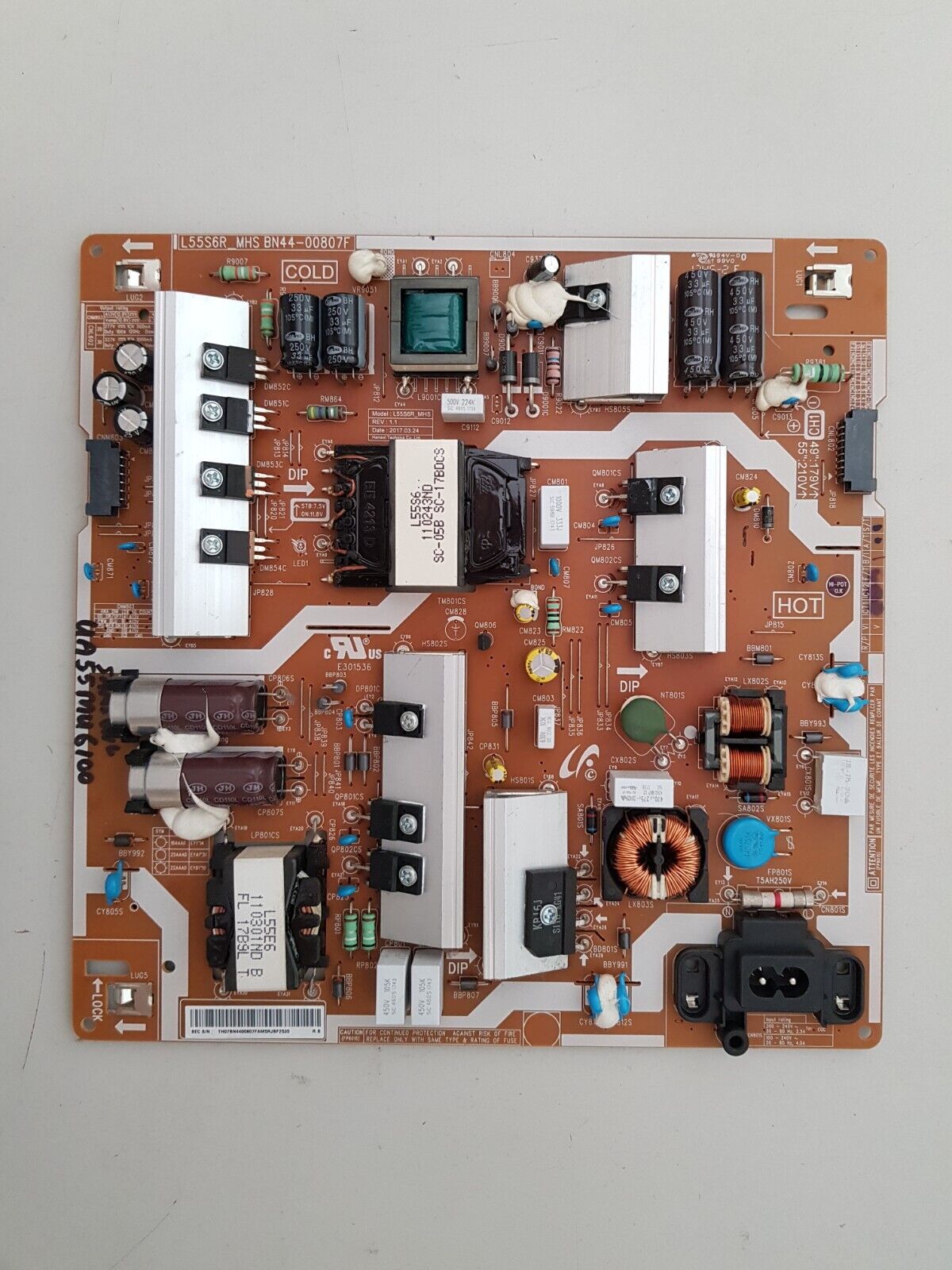 GENUINE SAMSUNG UA55MU6100 POWER SUPPLY BOARD BN44-00807F L55S6R_MHS