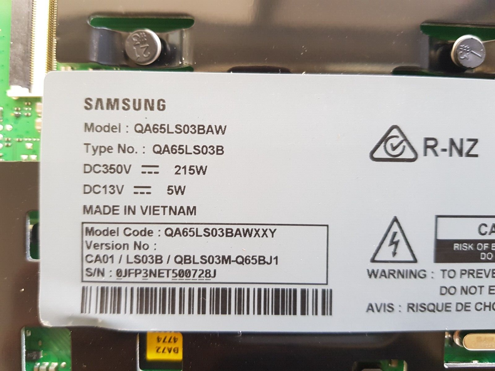 GENUINE SAMSUNG QA65LS03BAWXXY VER CA01 MAIN BOARD BN94-17461V