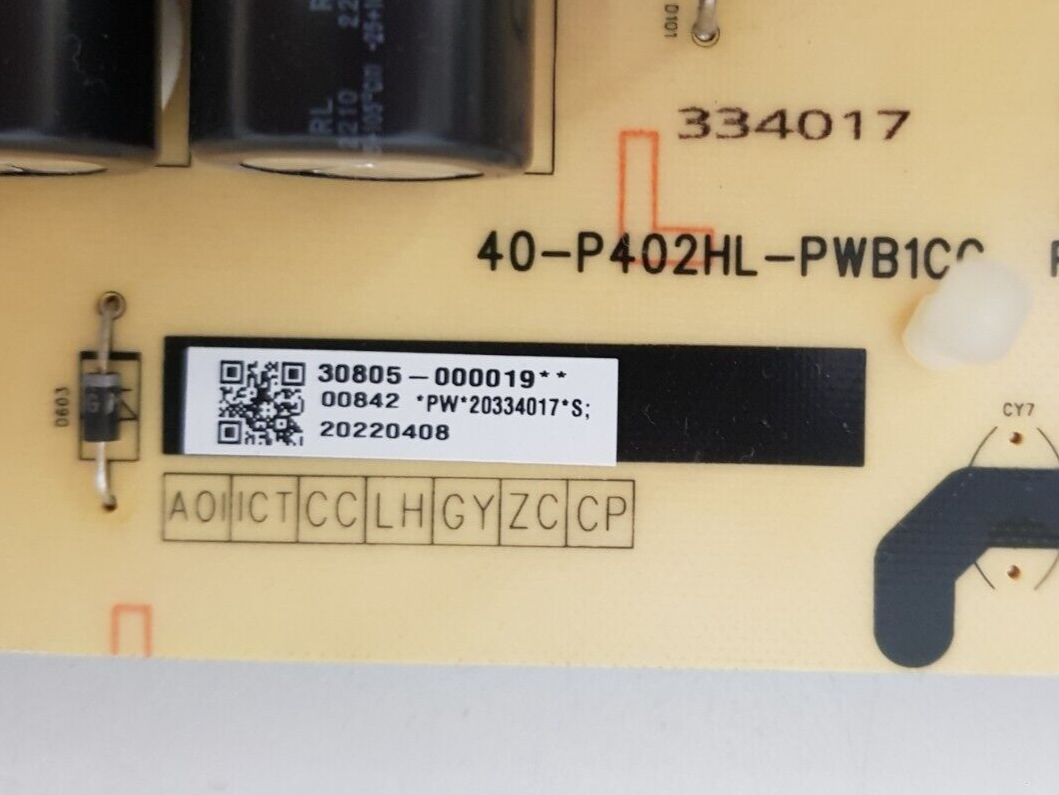 GENUINE TCL 65C727 POWER SUPPLY BOARD 40-P402HL-PWB1CG 30805-000019