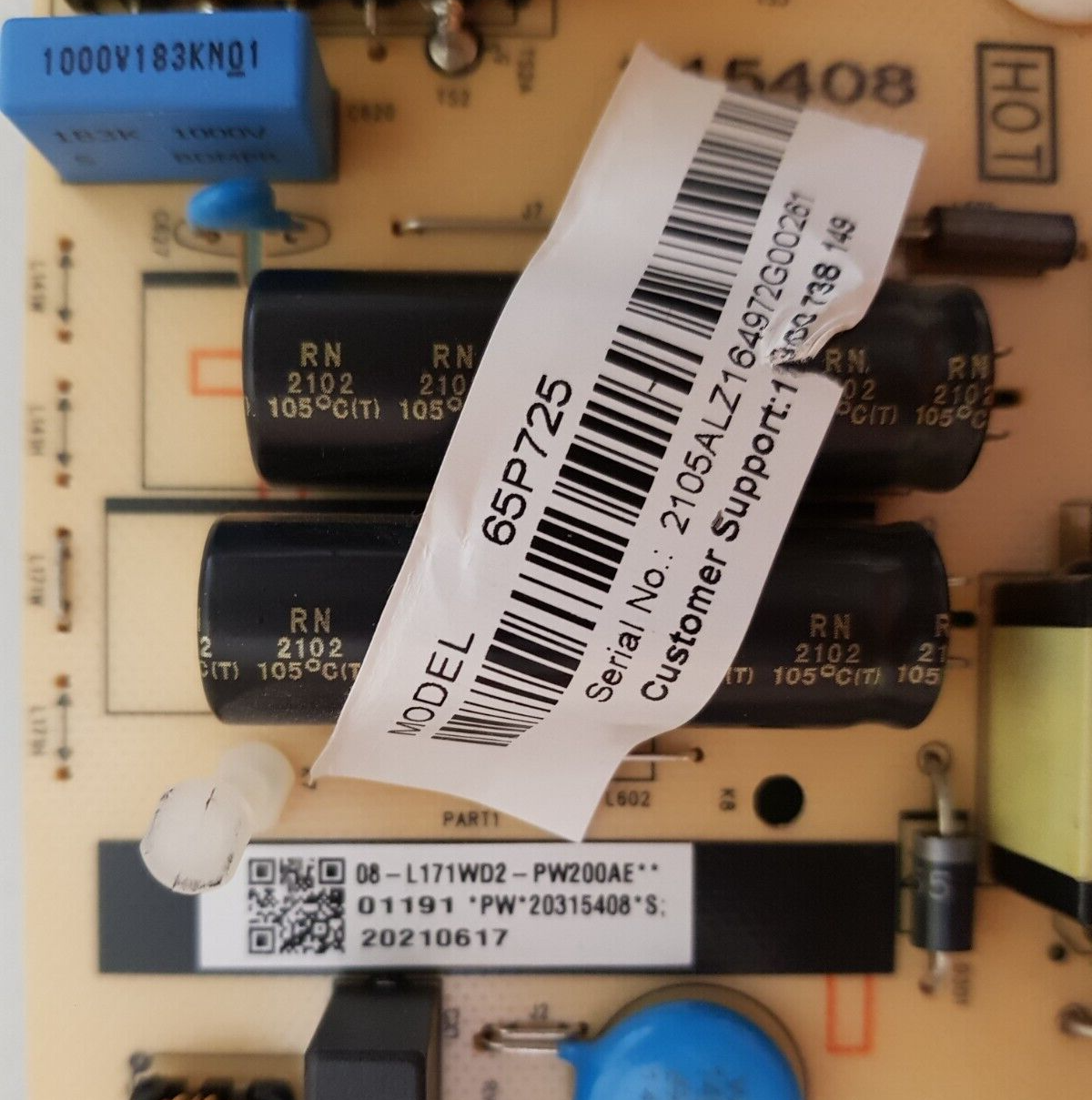 GENUINE TCL 65P725 POWER SUPPLY BOARD 40-L171H4-PWC1CG 08-L171WD2-PW200AE