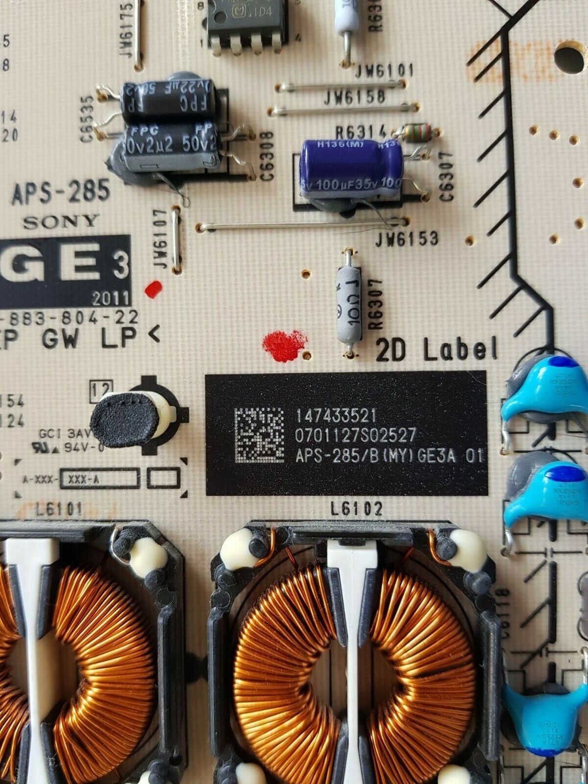 GENUINE SONY KDL40EX520 POWER SUPPLY BOARD GE3 APS-285 1-883-804-22