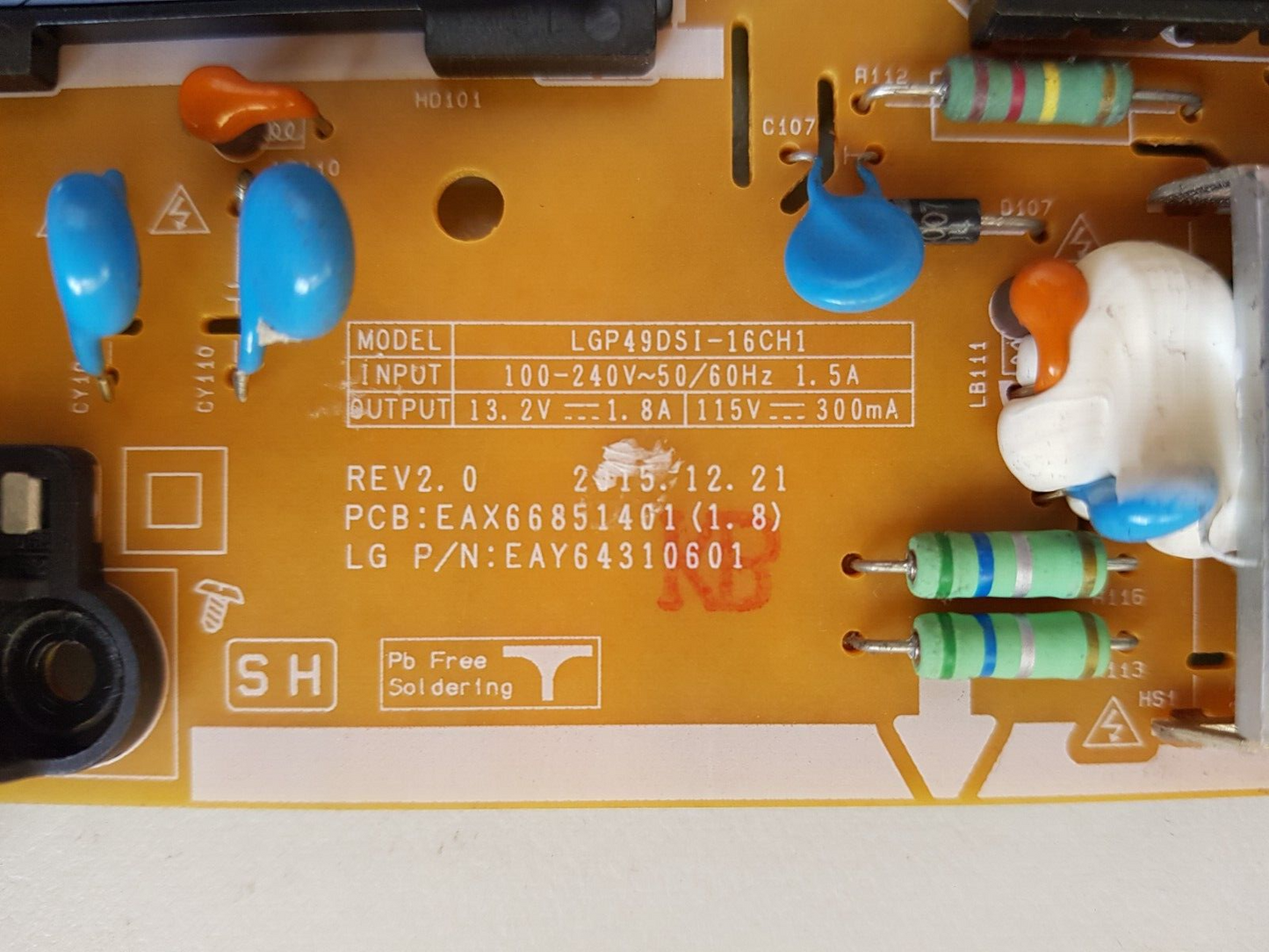 GENUINE LG 49LH570T POWER SUPPLY BOARD EAX66851401 (1.8) EAY64310601