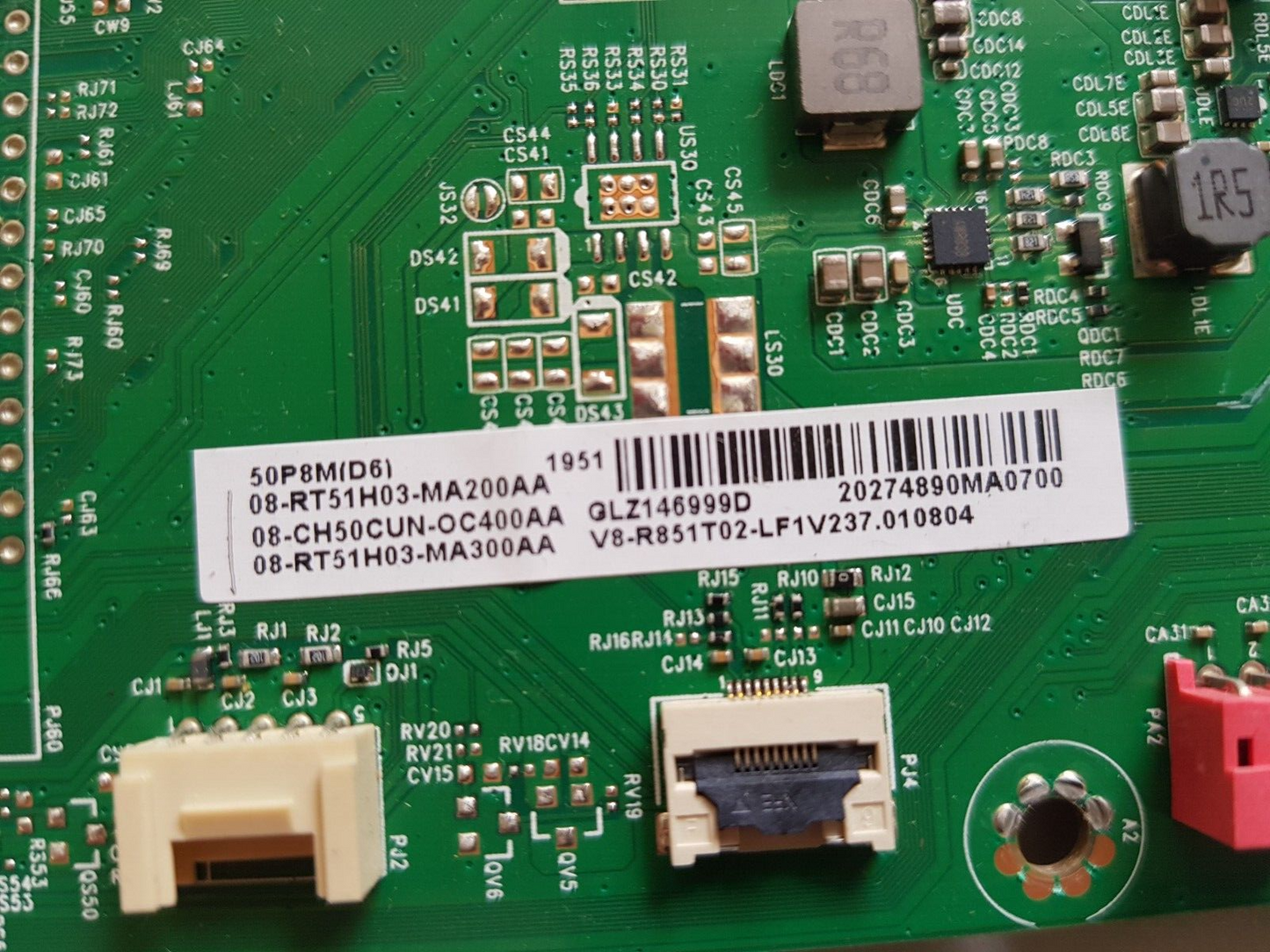 GENUINE TCL 50P8M MAIN BOARD 08-RT51H03-MA200AA 40-RT51H1-MAD2HG