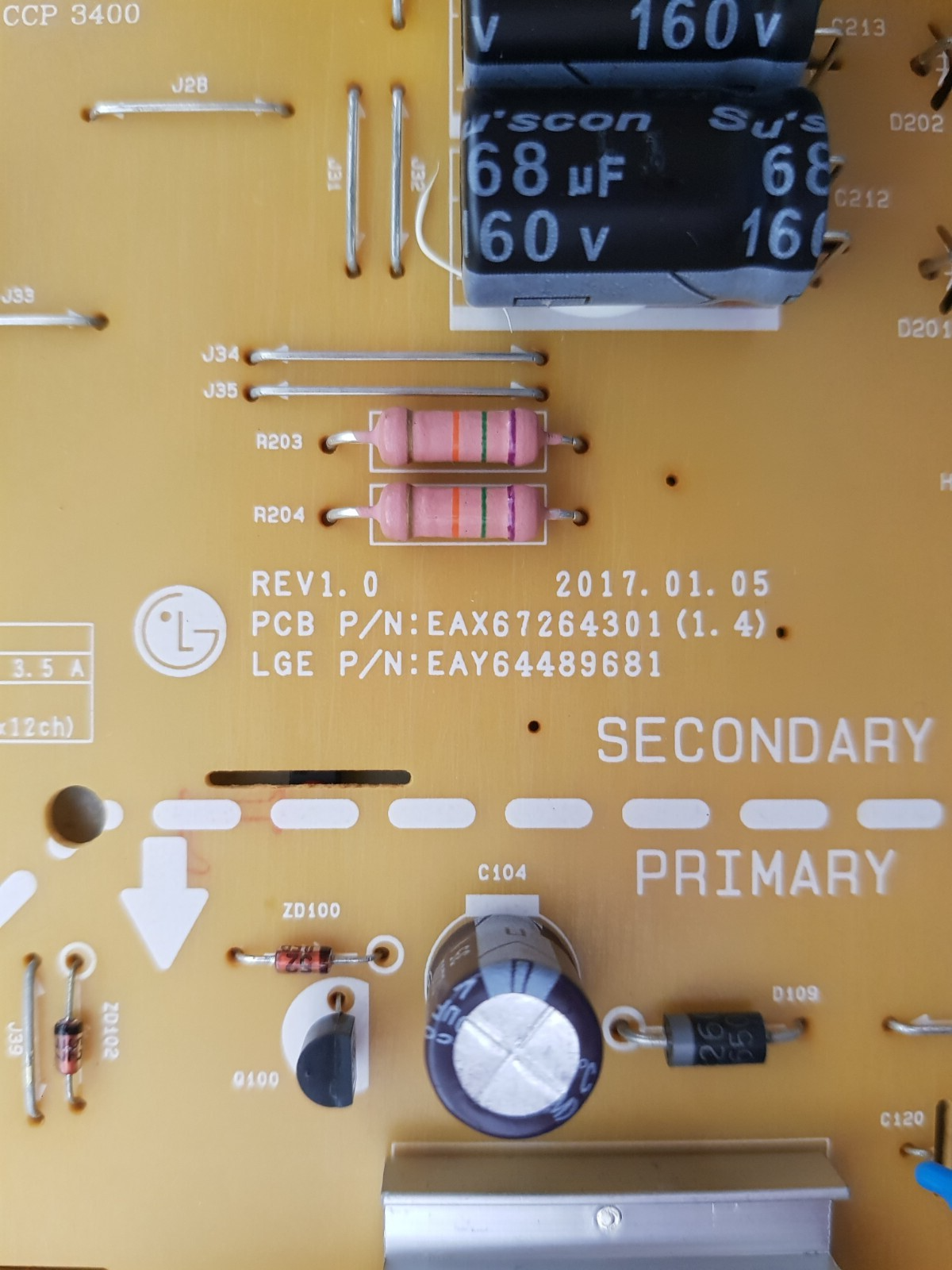 GENUINE LG 75UJ657T POWER SUPPLY BOARD EAY64489681 LGP75-17UH12 EAX67264301 1.4