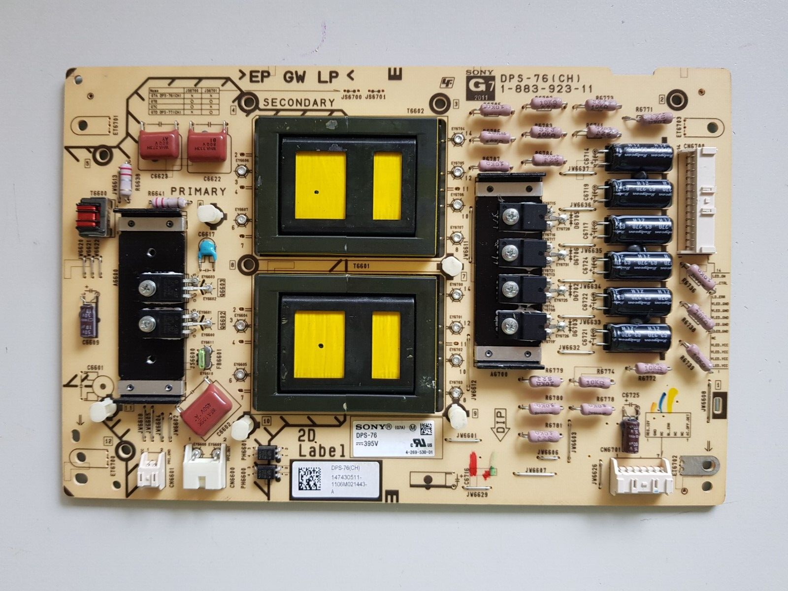GENUINE SONY KDL55NX720 POWER SUPPLY BOARD DPS-76(CH) 1-883-923-11 G7 147430511