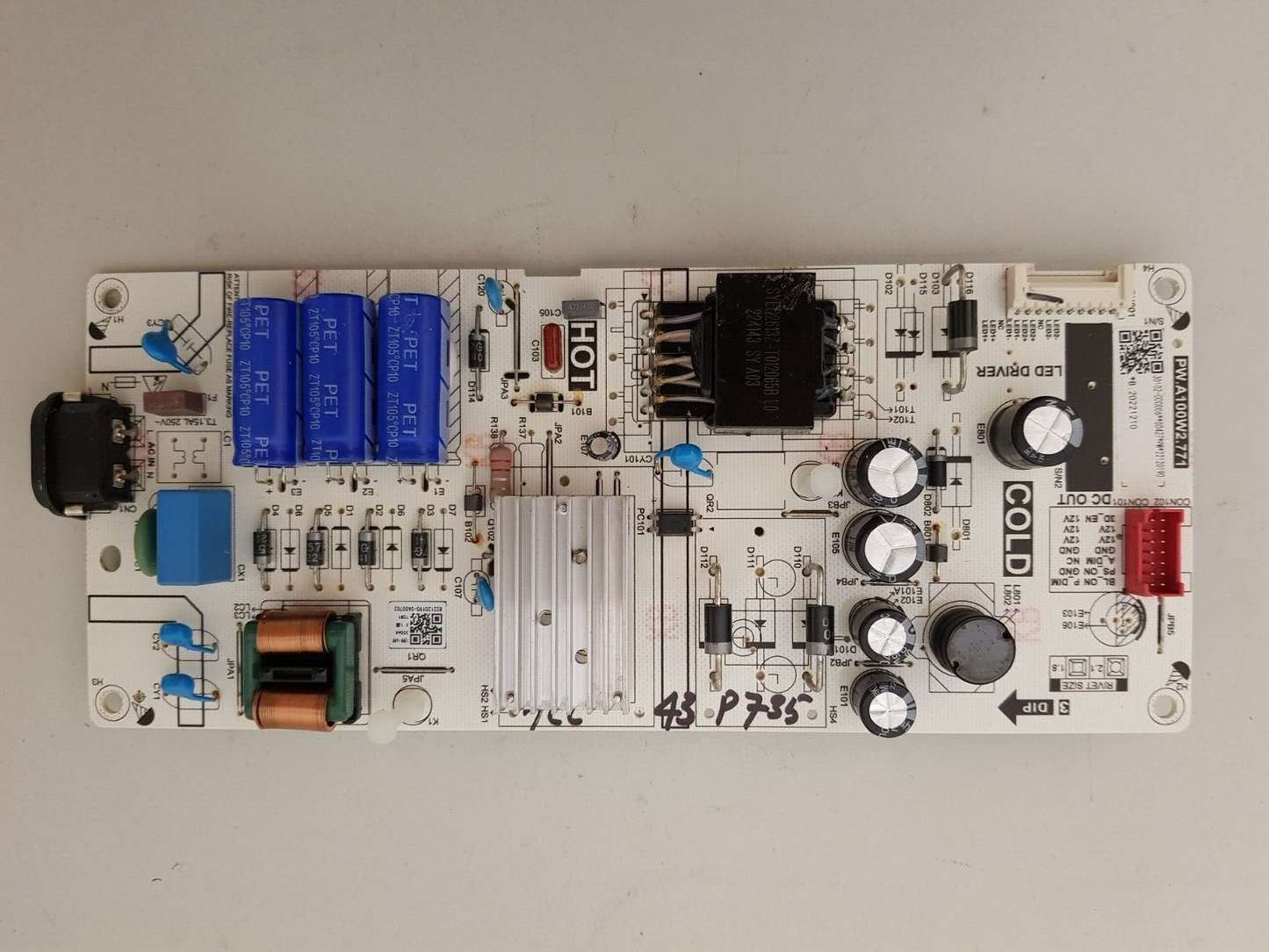 GENUINE TCL 43P735 POWER SUPPLY BOARD PW.A100W2.771