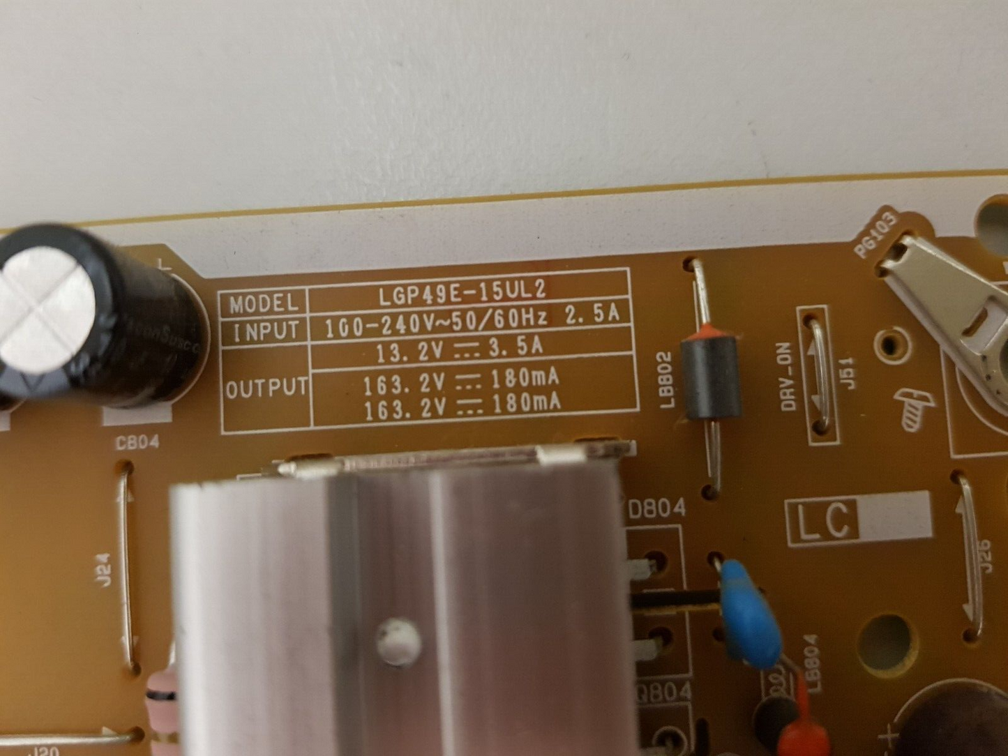GENUINE LG 49UF680T POWER SUPPLY BOARD EAY63989201 LGP49E-15UL2