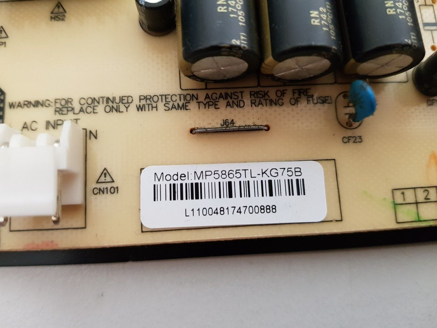 GENUINE BAUHN ATV75UHD-1117 POWER SUPPLY BOARD MGMEET MP5865TL-KG75A