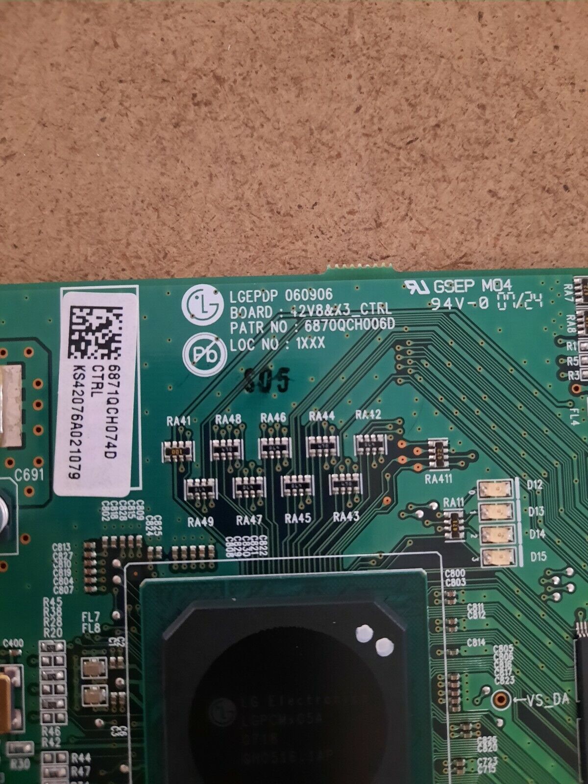 GENUINE LG 42PC1DV LOGIC Main Board - 6871QCH074A 6871QCH074D