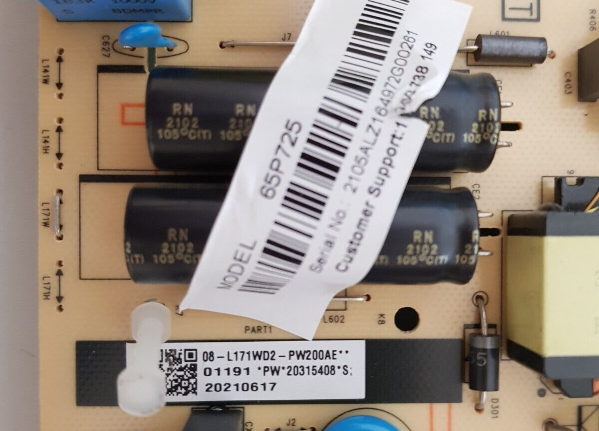 GENUINE TCL 65P715 POWER SUPPLY BOARD 40-L171H4-PWC1CG 08-L171WD2-PW200AE