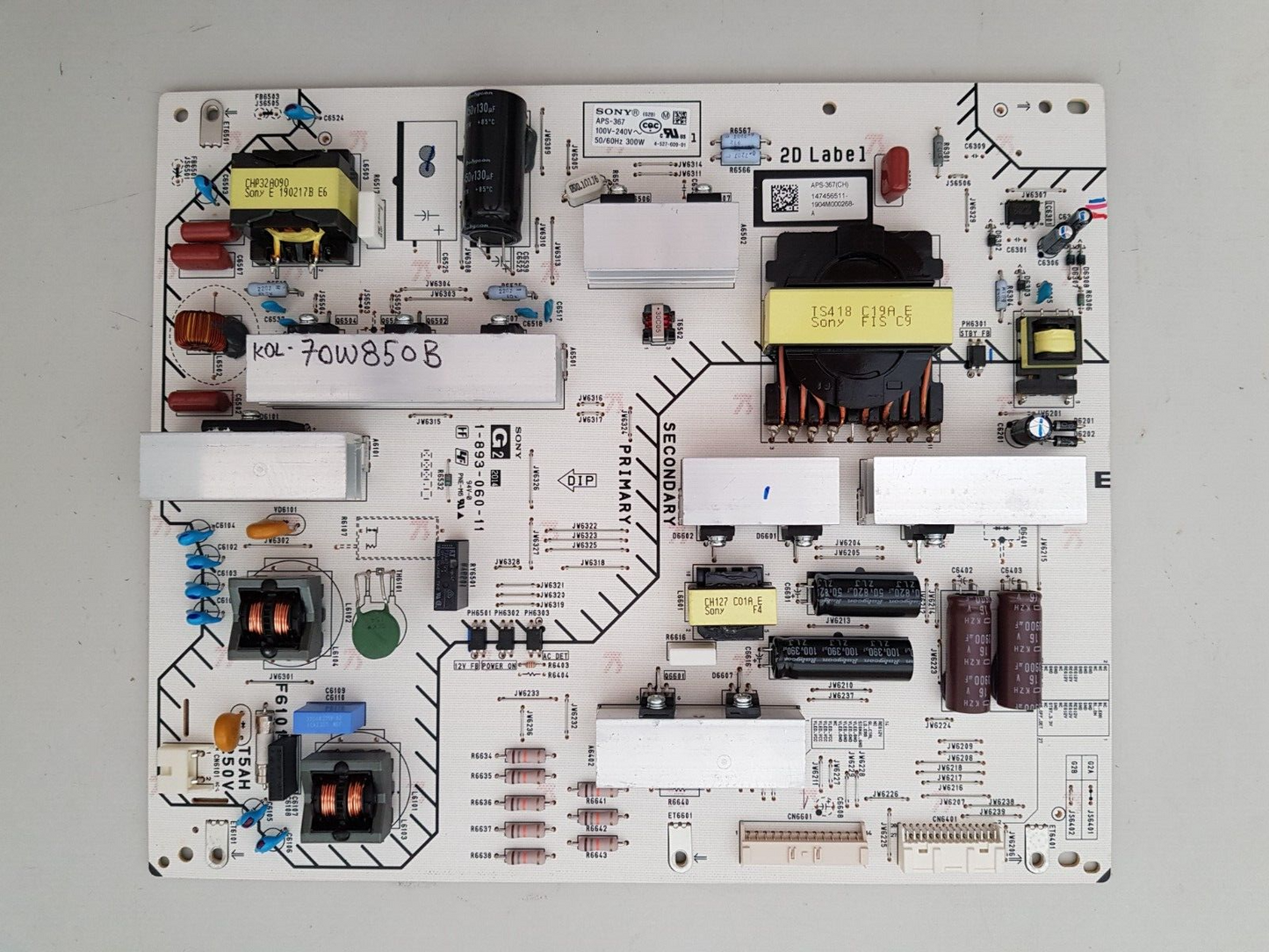 GENUINE SONY KDL- 70W850B POWER SUPPLY BOARD G2 1-893-060-11 APS-367