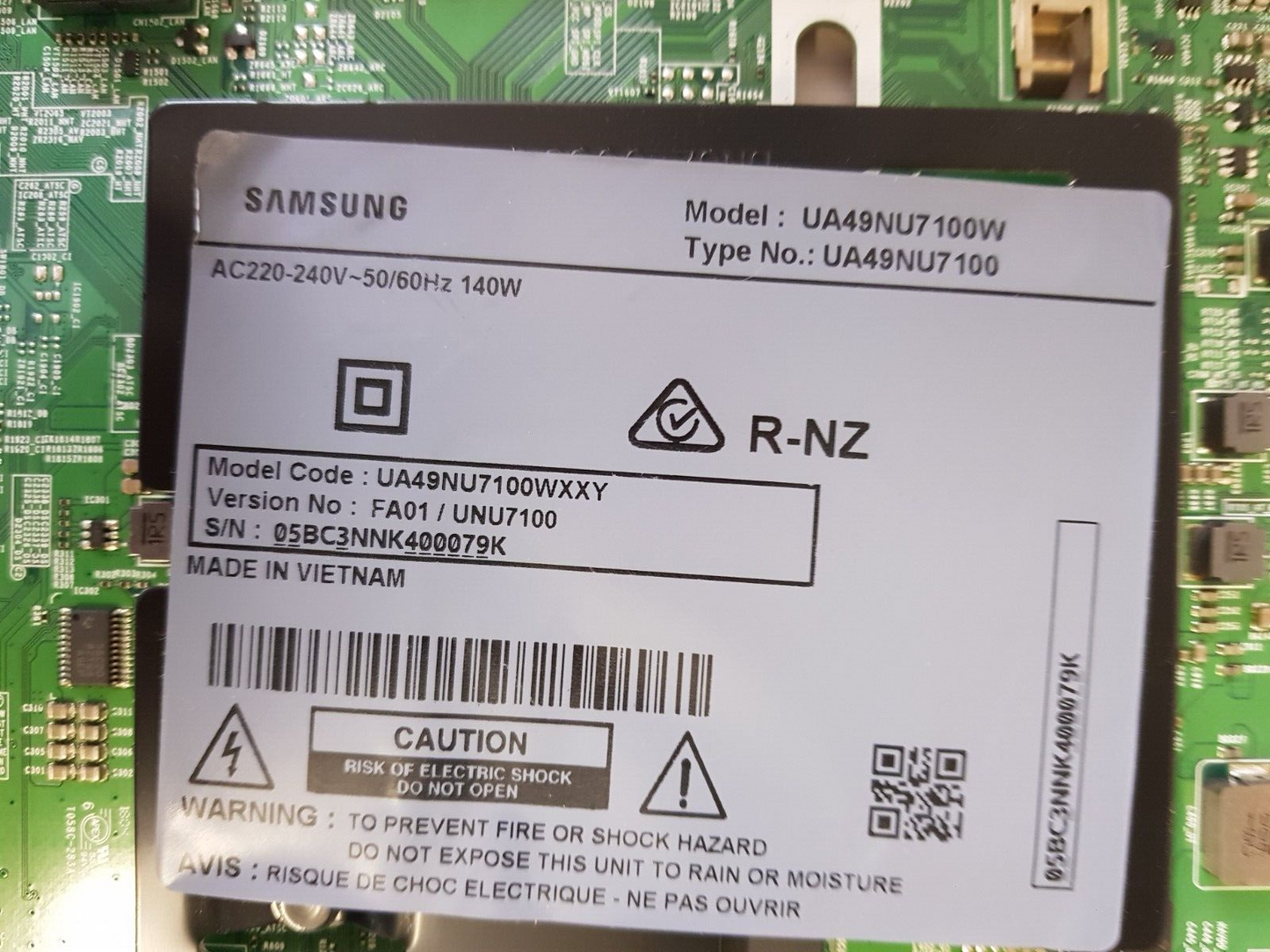 GENUINE:SAMSUNG UA49NU7100  (VER FA01) MAIN BOARD BN94-12798M BN41-02635A