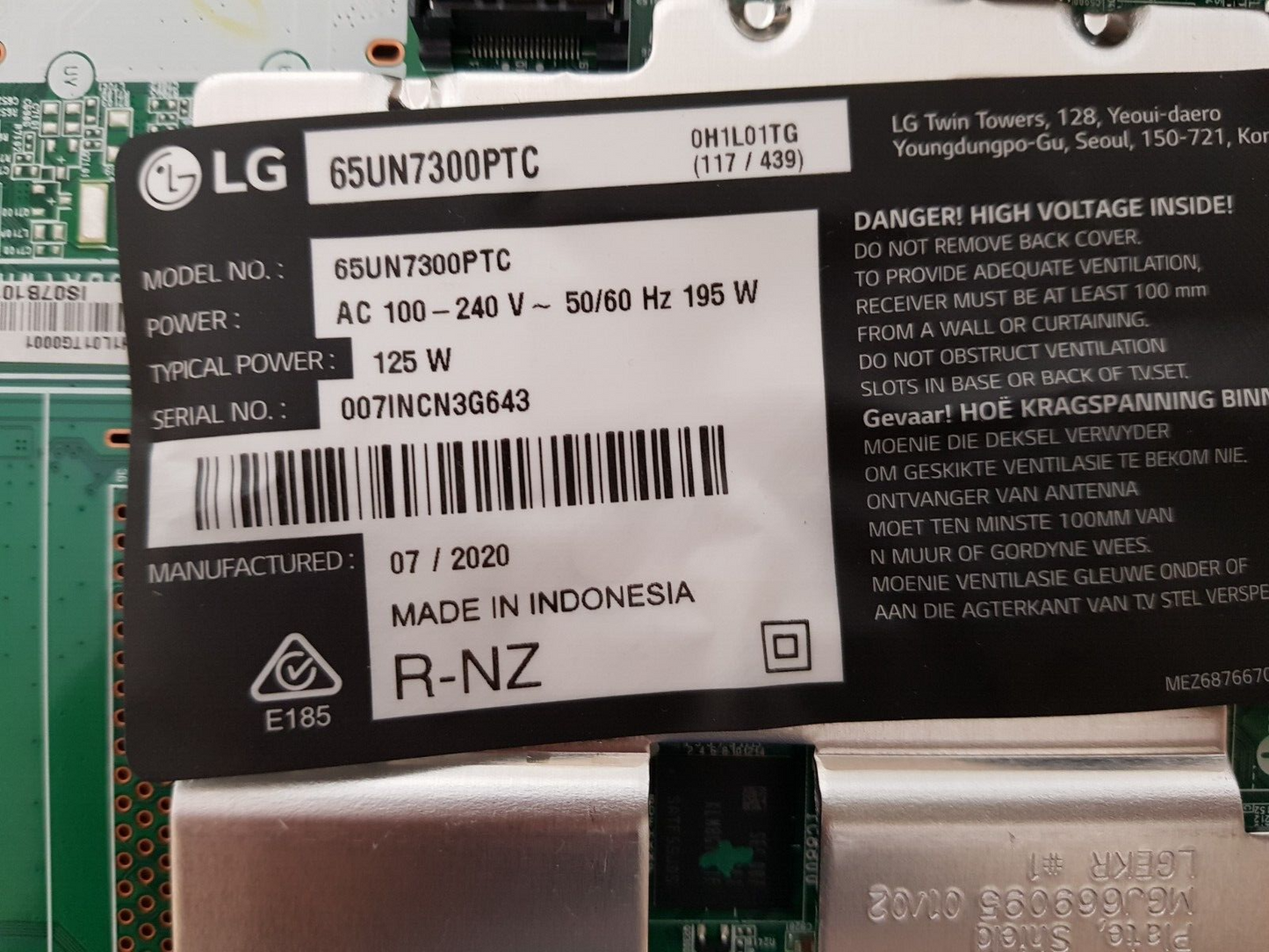 GENUINE LG 65UN7300 PTC MAIN BOARD EBT66477002 EAX69083603 1.0