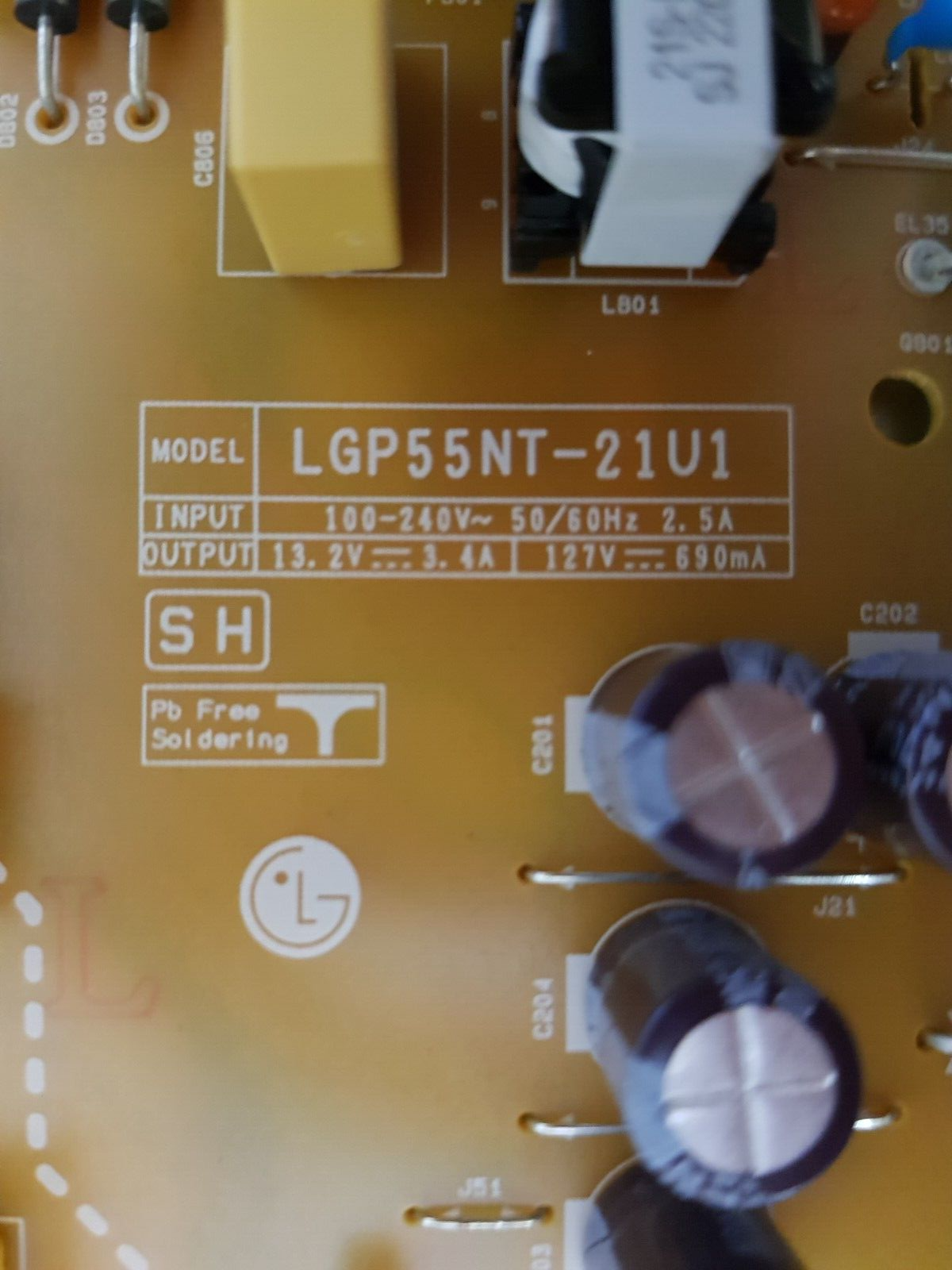 GENUINE LG 55UQ9000PSD POWER SUPPLY BOARD EAX69501704 LGP55NT-21U1 EAY65895563