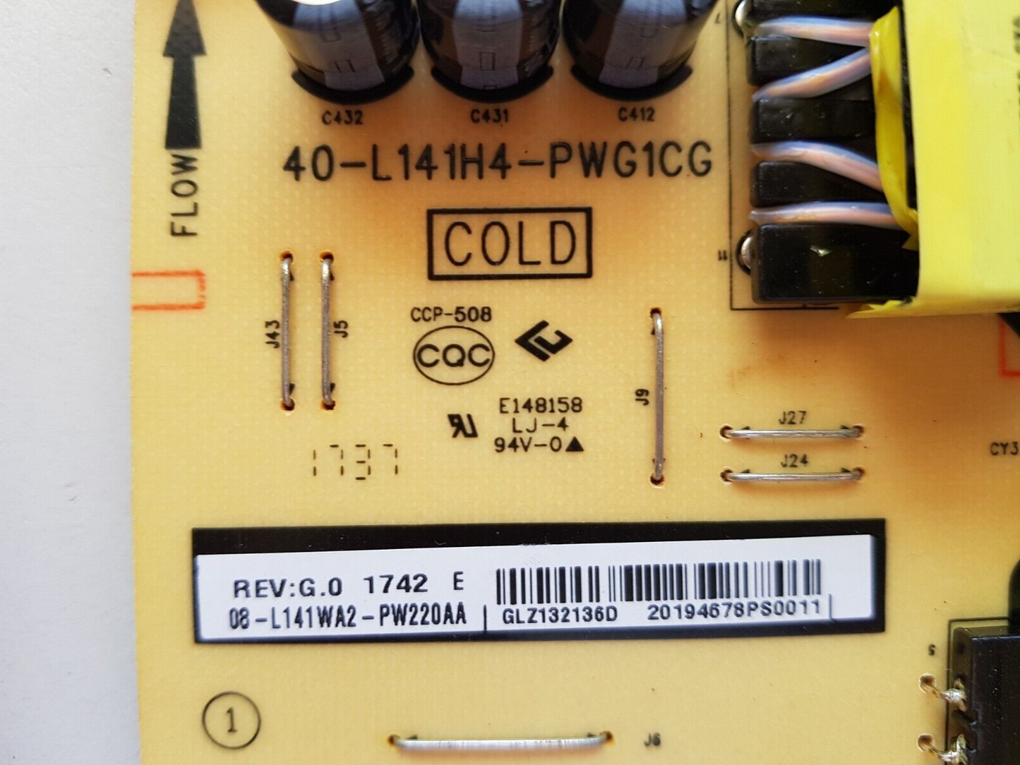 GENUINE TCL 55P6US POWER SUPPLY BOARD 08-L141WA2-PW200AA 40-L141W4-PWC1CG