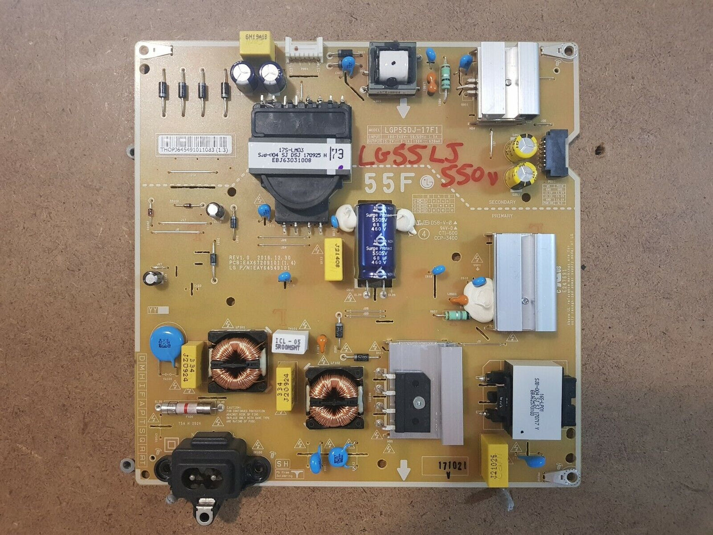 GENUINE LG 55LJ5500V Power Supply Board - EAX67209101 (1.4) EAY64549101