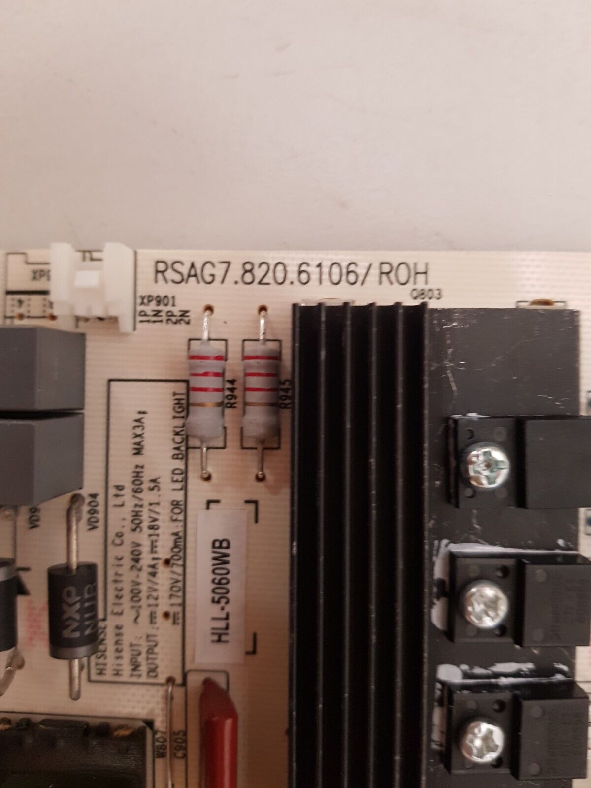 GENUINE HISENSE 58K321UW POWER SUPPLY BOARD HLL-5060WB RSAG7.820.6106 184913