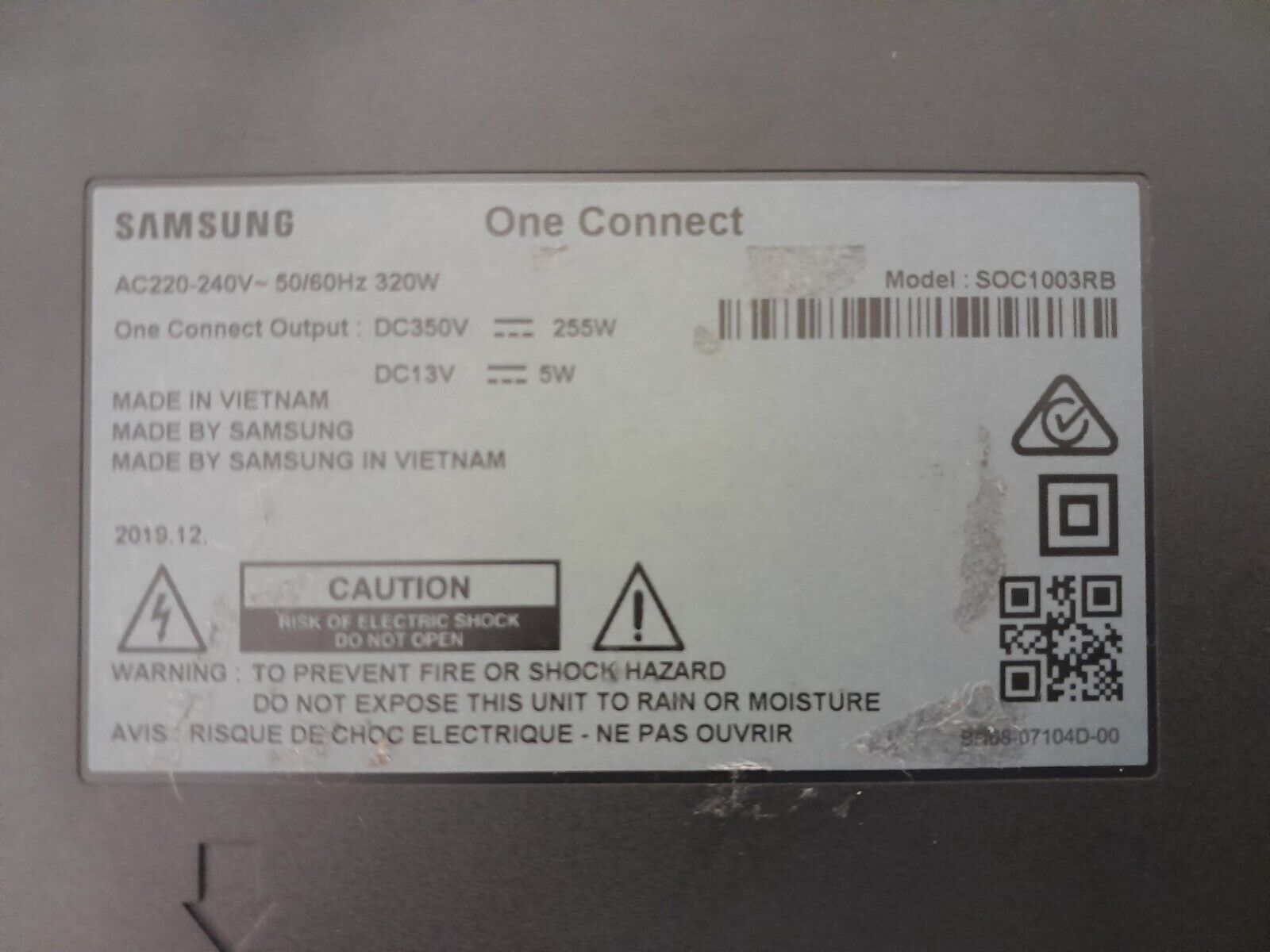 GENUINE SAMSUNG 65Q90, 75Q85, Q80 ONE CONNECT BOX & CABLE SOC1003RB