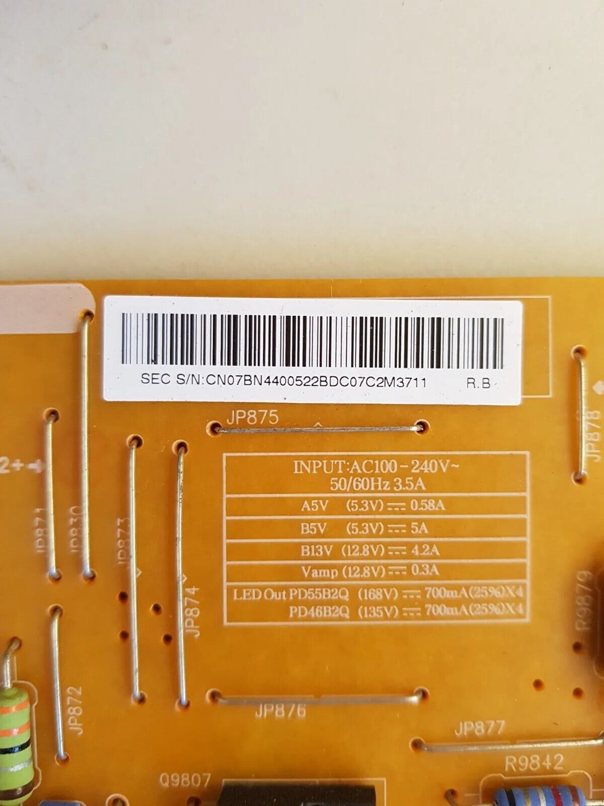 GENUINE SAMSUNG UA46ES7100 POWER SUPPLY BOARD BN44-00522B PD46B2Q_CDY