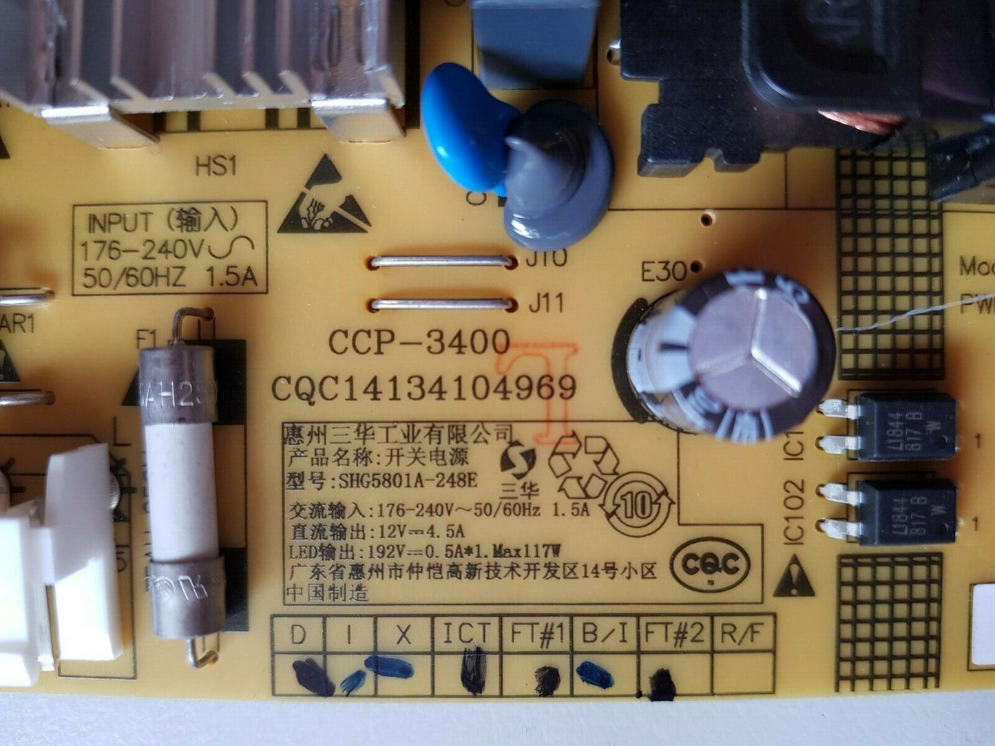 GENUINE MI L58M5-4C POWER SUPPLY BOARD SHG5801A-248E 25-DB5574-X2P1 CCP-3400