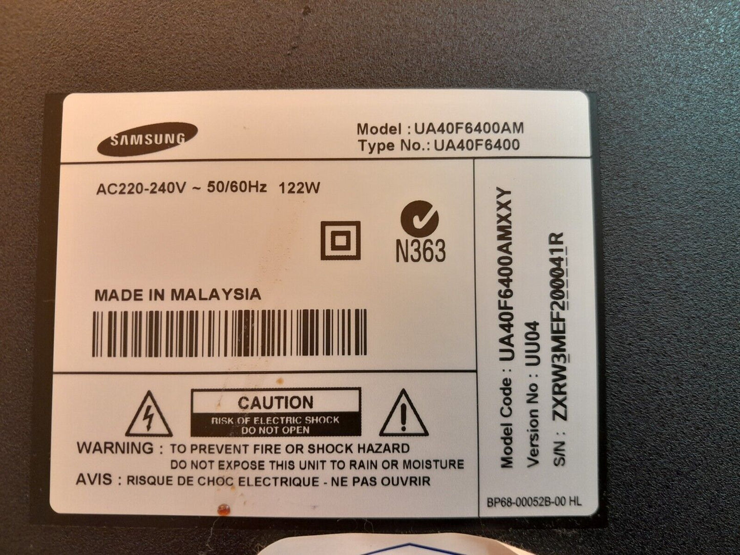 GENUINE SAMSUNG UA40F6400 STAND & SCREWS