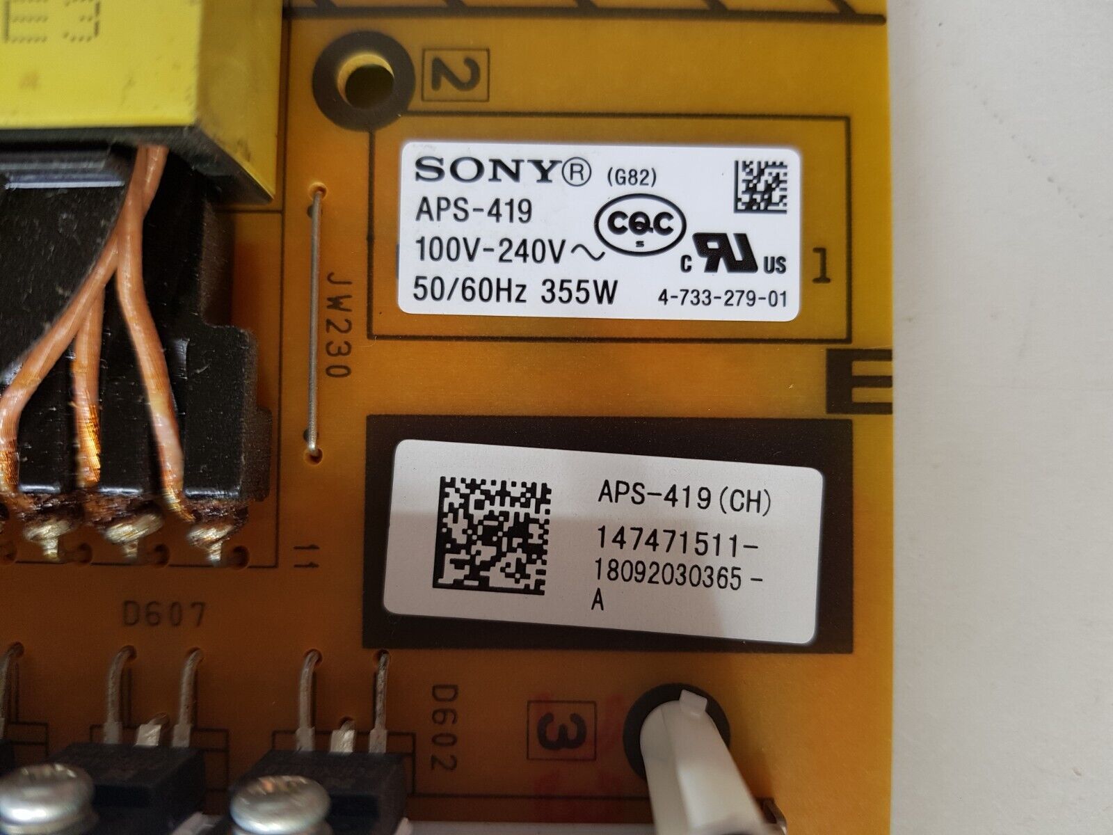 GENUINE SONY KD 55X9000F POWER SUPPLY BOARD G82 APS-419 147471511 1-983-329-11