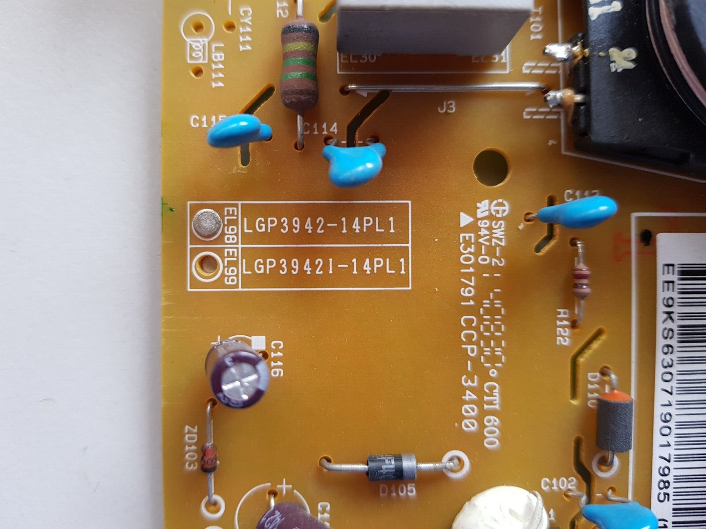GENUINE LG 42LY340C POWER SUPPLY BOARD EAY63071901 EAX65423701 LGP3742-14PL1