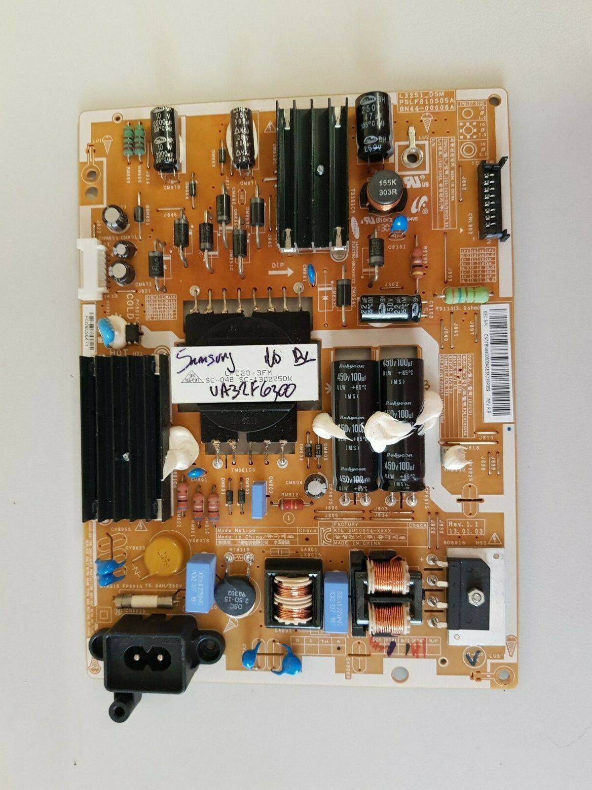 GENUINE Samsung UA32F6300 Power SUPPLY Board BN44-00606A L32S1_DSM PSLF810S05A