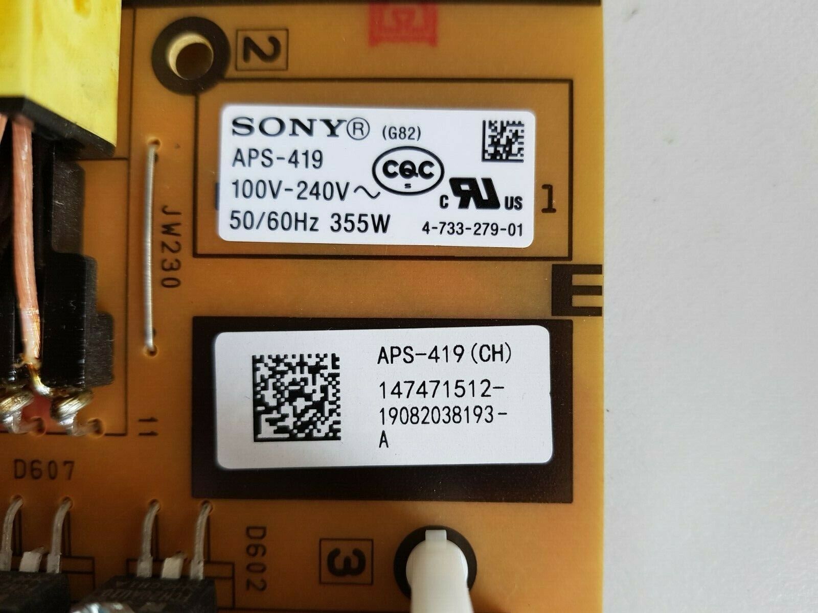 GENUINE SONY KD 55X9500G POWER SUPPLY BOARD G82 APS-419 (CH) 1-983-329-21