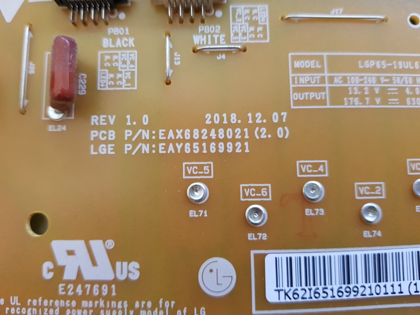 GENUINE LG 65SM8100PTA POWER SUPPLY BOARD EAY65169921 EAX68248021(2.0)