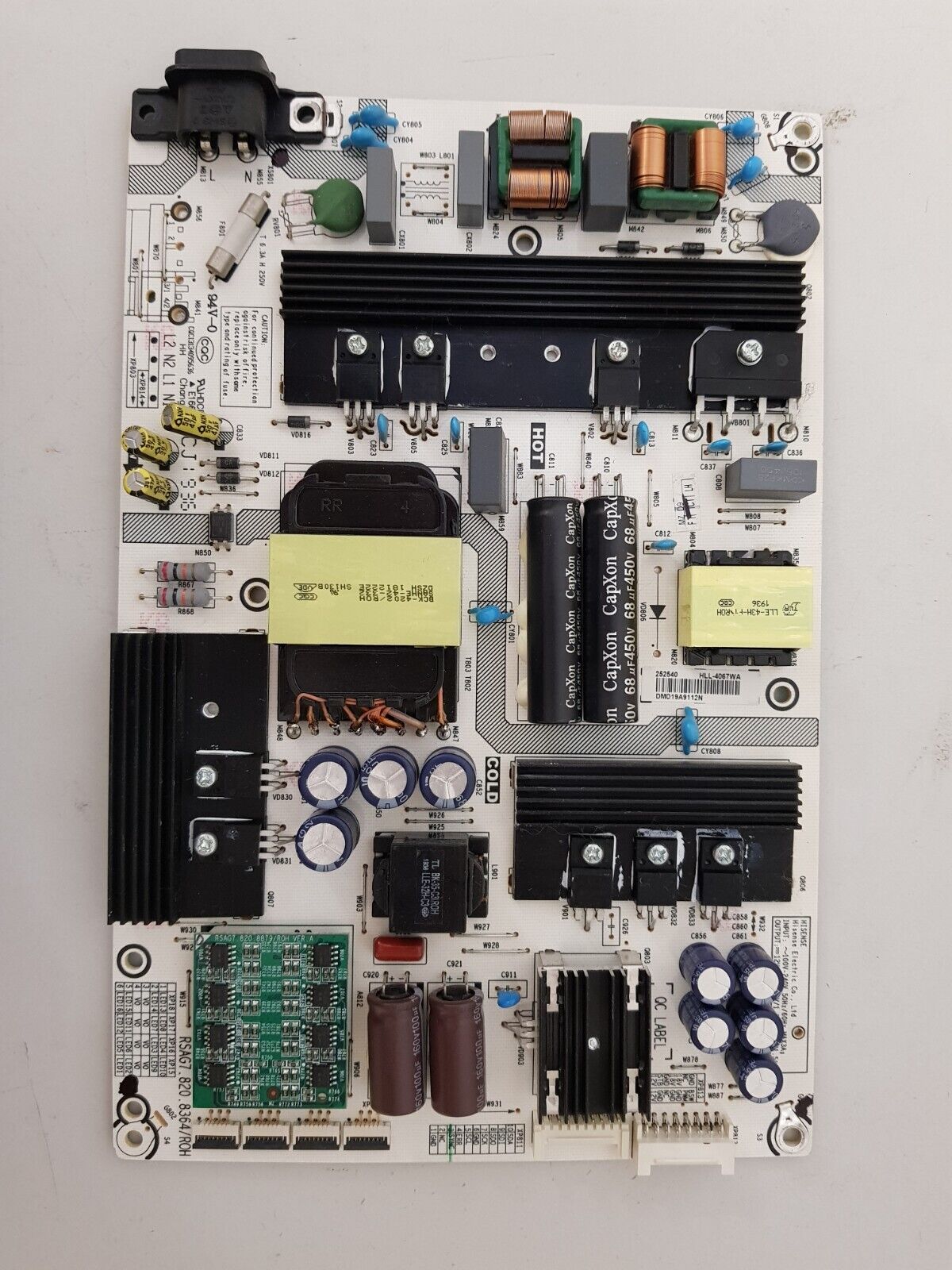 GENUINE HISENSE 50RG POWER SUPPLY BOARD RSAG7.820.8364 HLL-4067WA