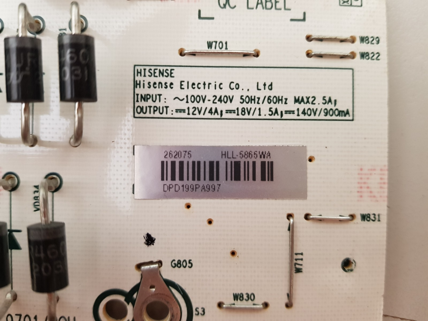 GENUINE HISENSE 70S5 POWER SUPPLY BOARD RSAG7.820.9701 HLL-5868WA 262075