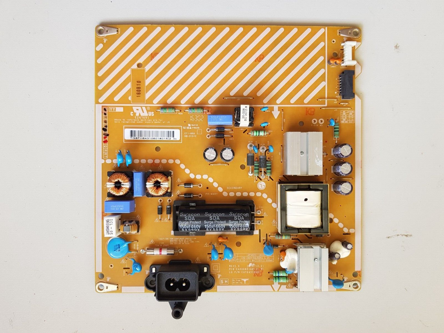 GENUINE LG 49LH570T POWER SUPPLY BOARD EAX66851401 (1.8) EAY64310601