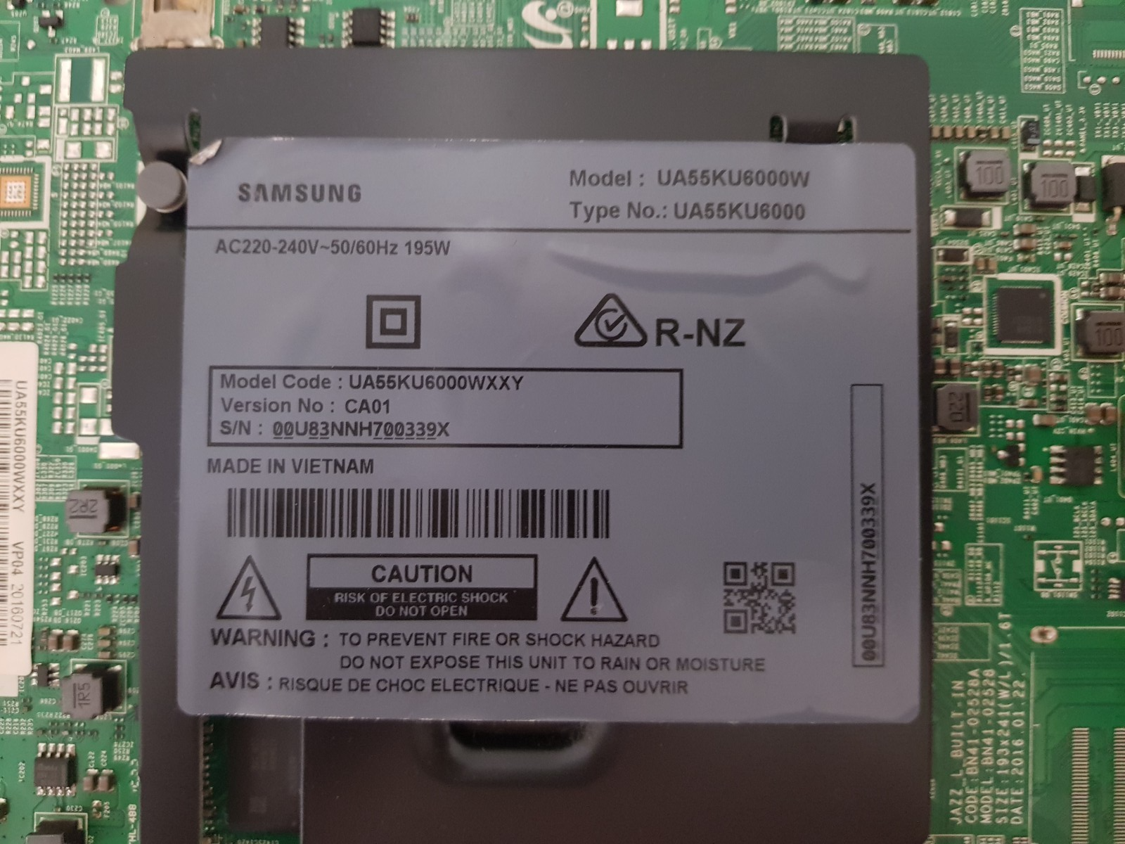 GENUINE SAMSUNG UA55KU6000 WXXY (VER CA01) MAIN BOARD BN94-10801E