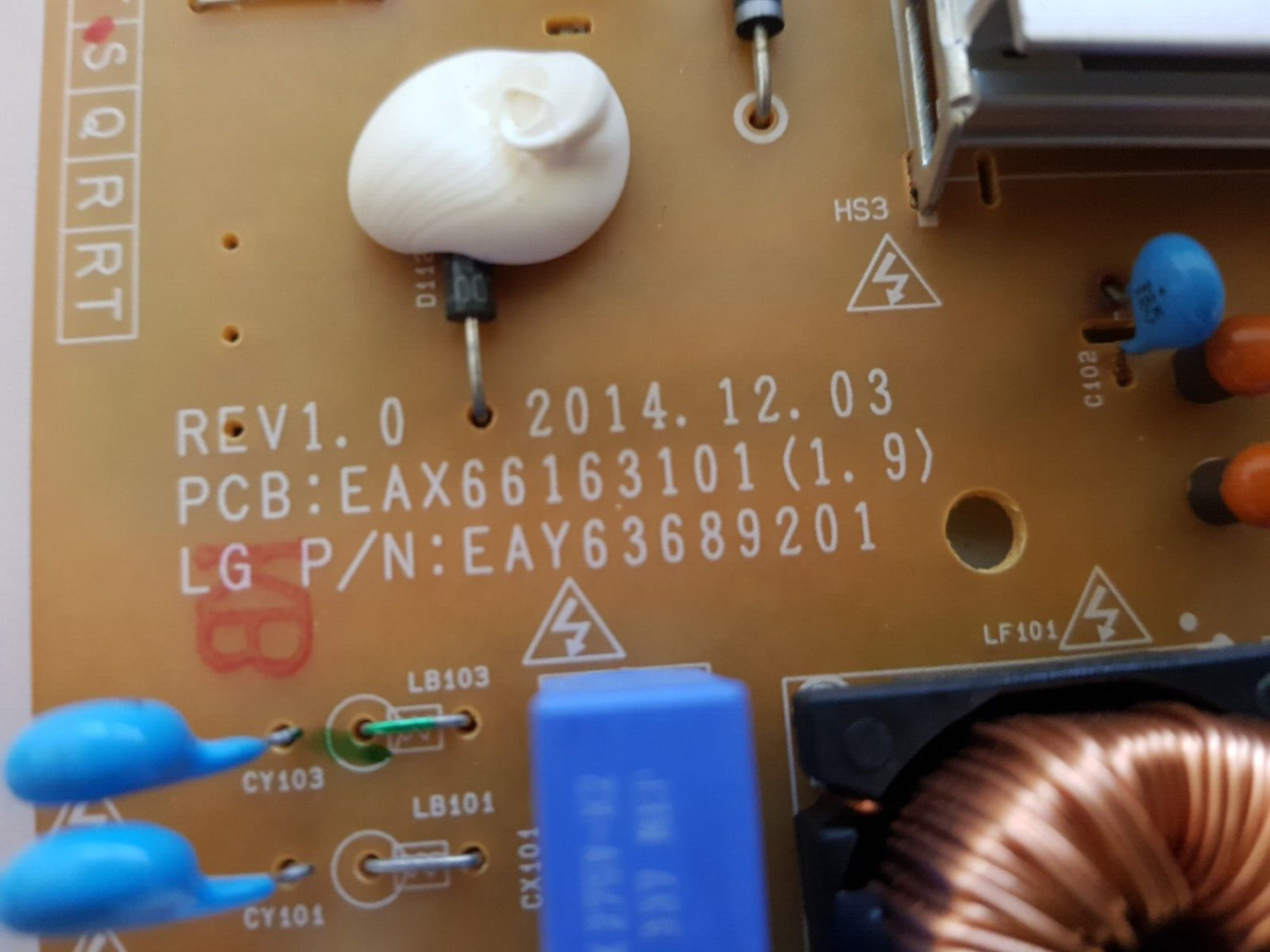 GENUINE LG 65LX341C POWER SUPPLY BOARD EAY63689201 EAX66163101(1.9)