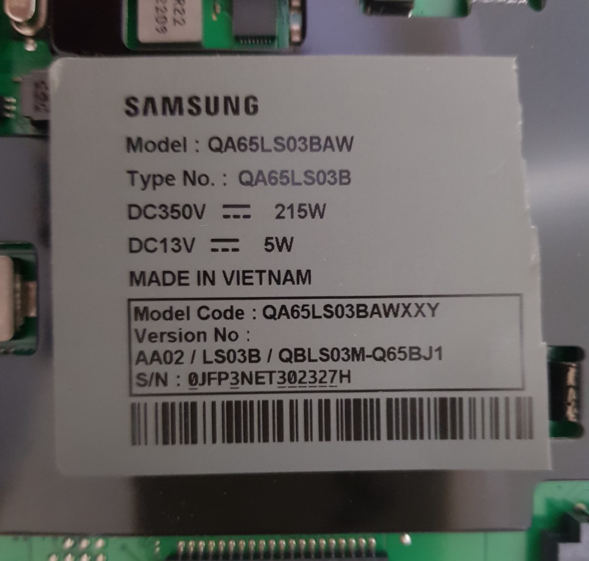 GENUINE SAMSUNG QA65LS03BAW XXY (VER AA02) MAIN BOARD BN94-17461L