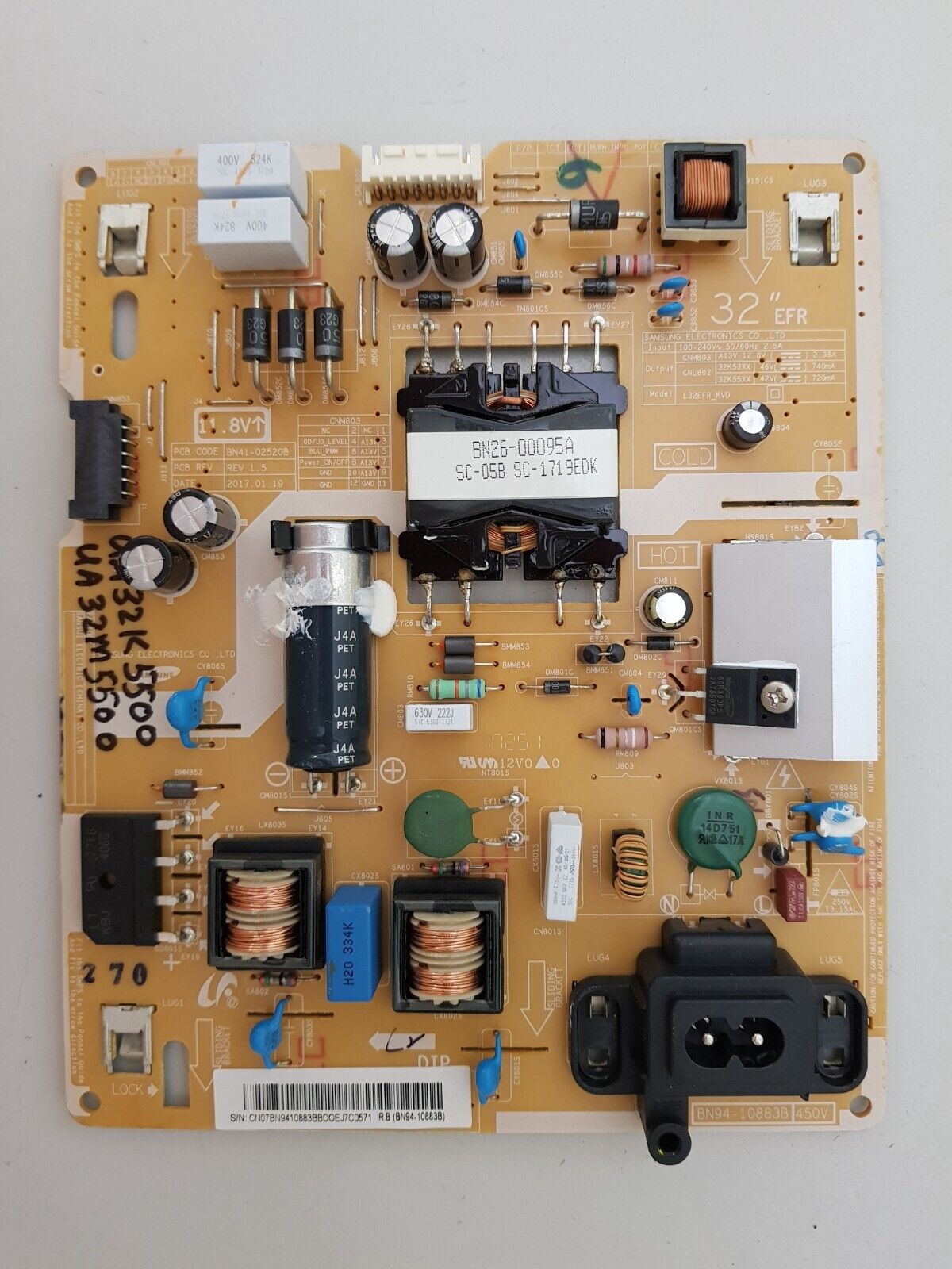 GENUINE SAMSUNG UA32M5500 POWER SUPPLY BOARD BN94-10883B L32EFR_LVD BN41-02520B