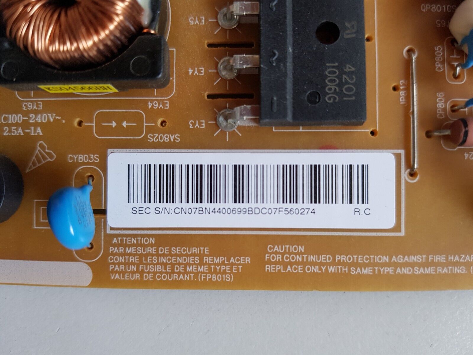 GENUINE SAMSUNG UA48H5000 POWER SUPPLY BOARD BN44-00699B L48SF_EDY