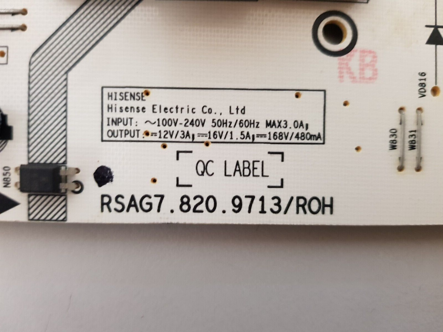 GENUINE HISENSE 50S8 POWER SUPPLY BOARD RSAG7.820.9713 HLL-9713WD