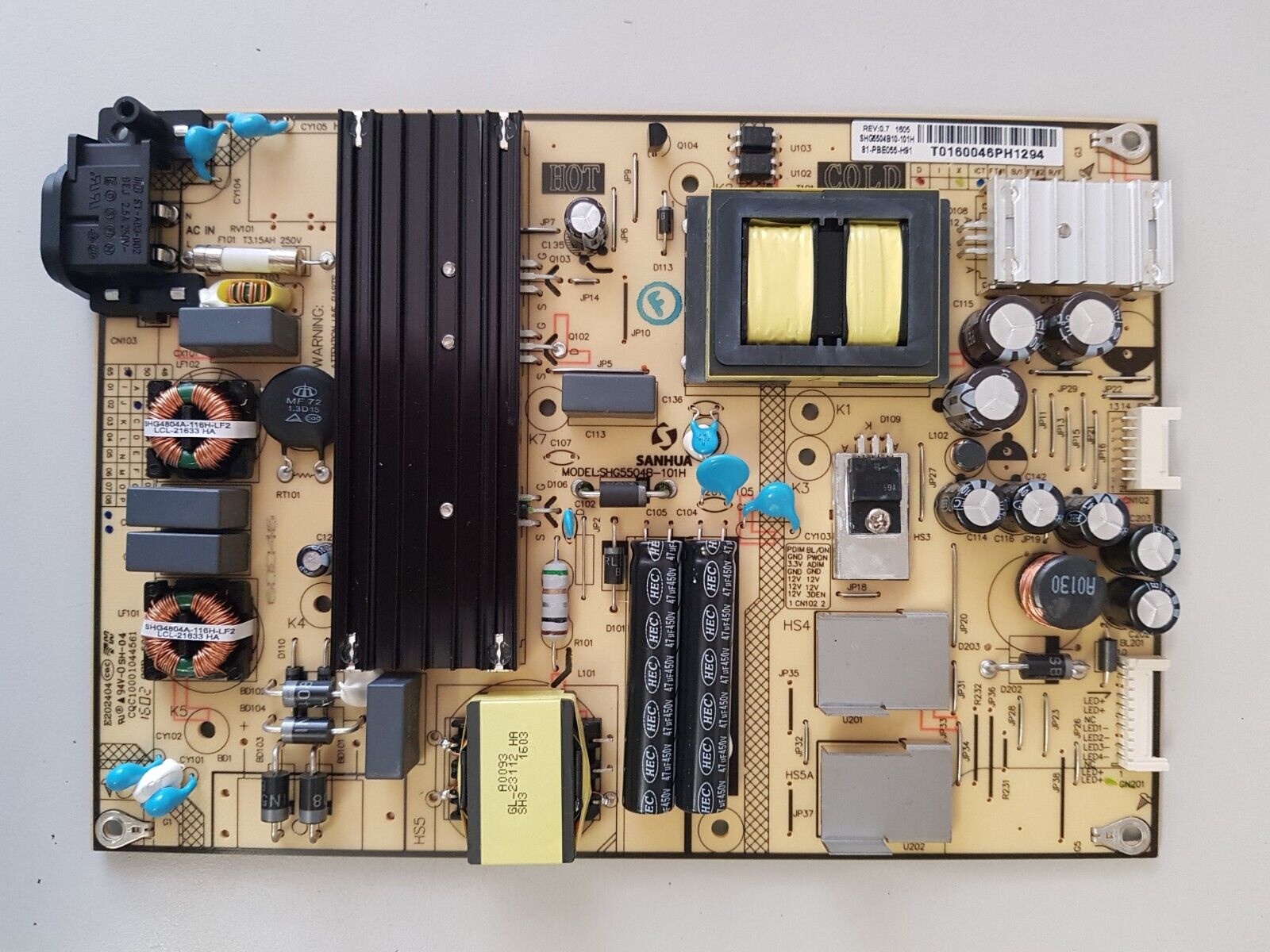 GENUINE TCL L48D2700F POWER SUPPLY BOARD 81-PBE055-H91 5504B01 CQC10001044561