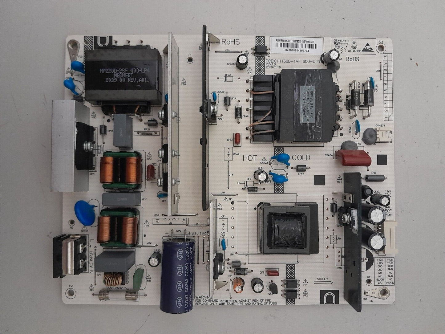 GENUINE JVC LT-50N7115A POWER SUPPLY BOARD CH1160D-1MF 600-UBE
