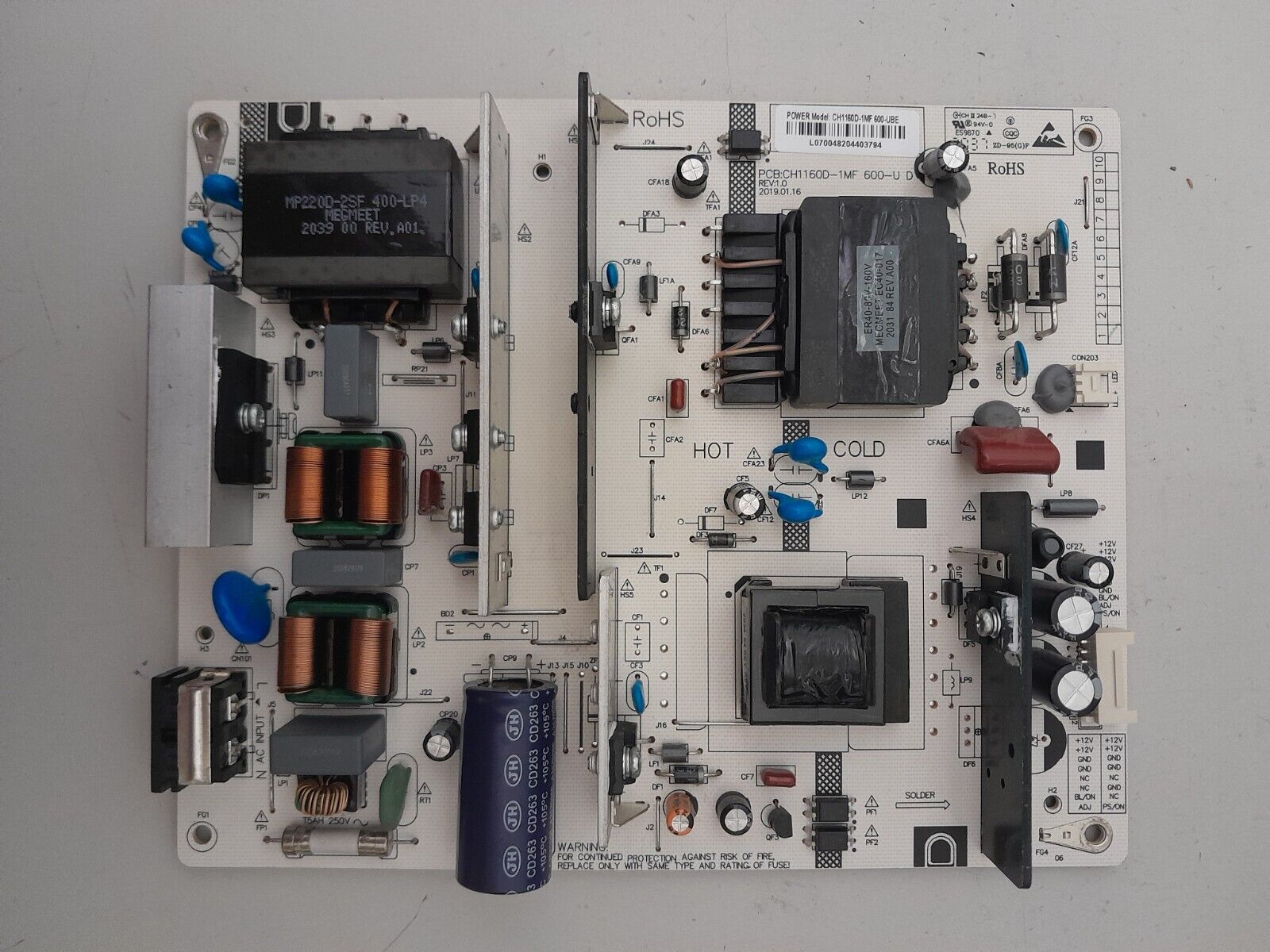 GENUINE JVC LT-50N7115A POWER SUPPLY BOARD CH1160D-1MF 600-UBE