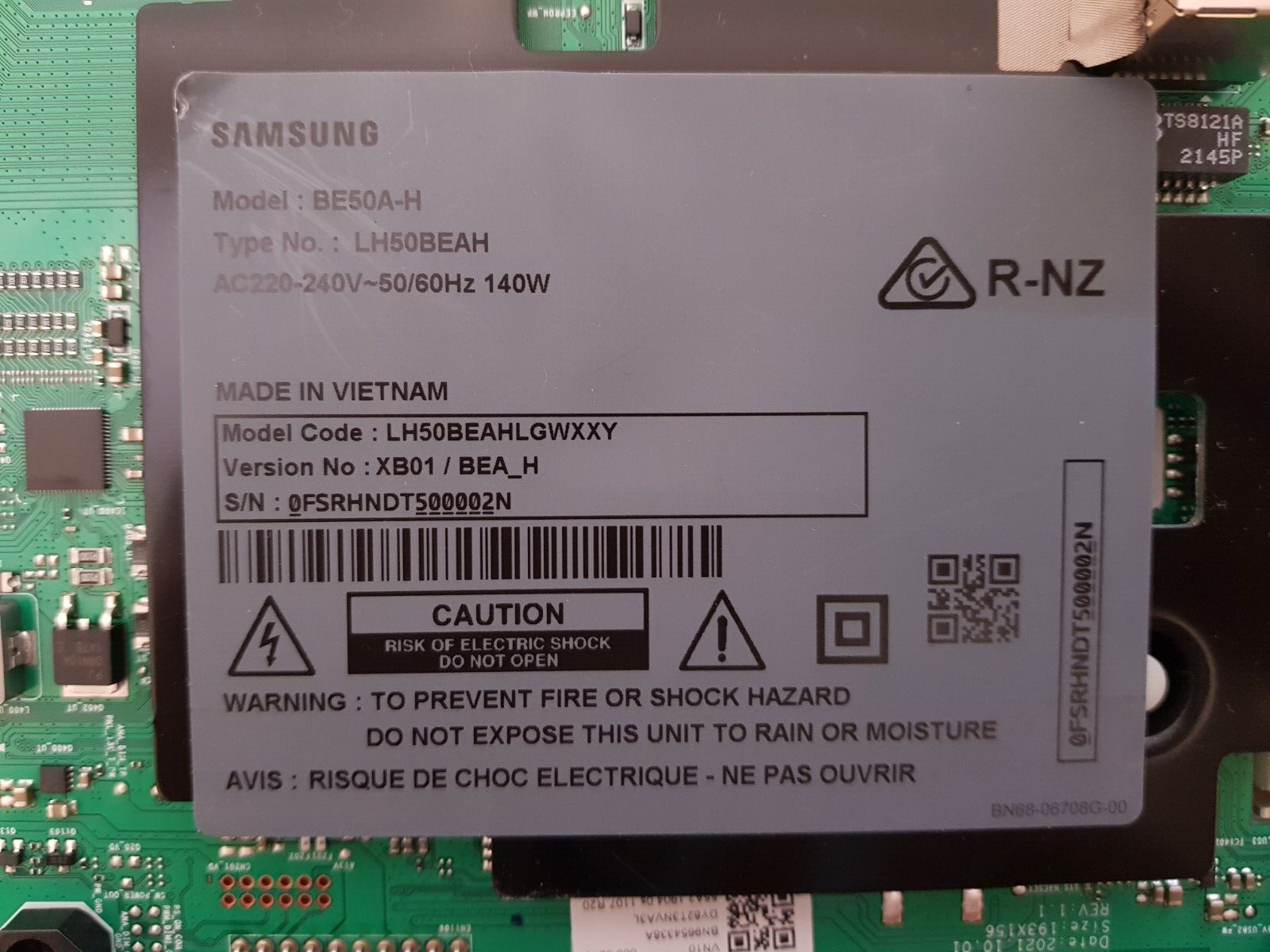 GENUINE SAMSUNG BE50A-H LH50BEAHLGWXXY (VER XB01) MAIN BOARD BN96-54338A