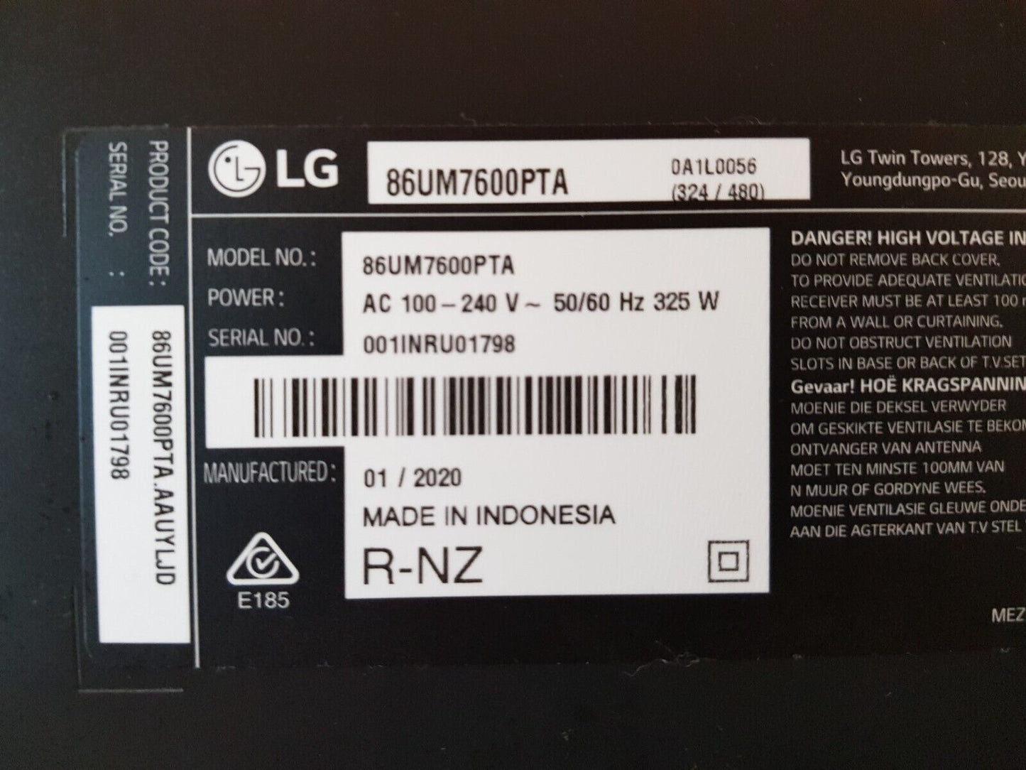 GENUINE LG 86UM7600 STAND & SCREWS