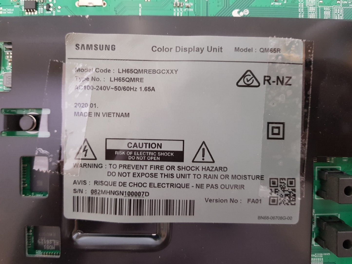 GENUINE SAMSUNG LH65QMREBGCXXY VER FA01 DISPLAY MONITOR  MAIN BOARD BN94-14555E