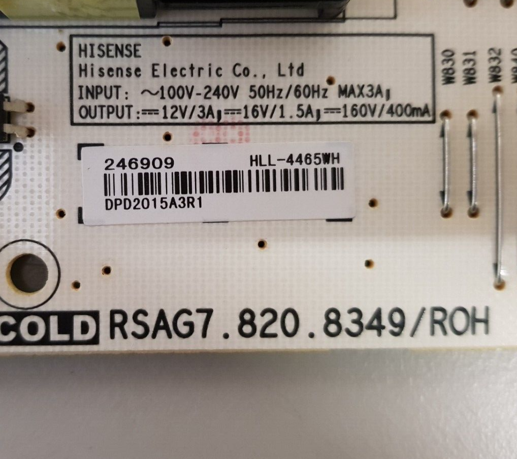GENUINE HISENSE 43R6 POWER SUPPLY BOARD RSAG7.820.8349 HLL-4465WH