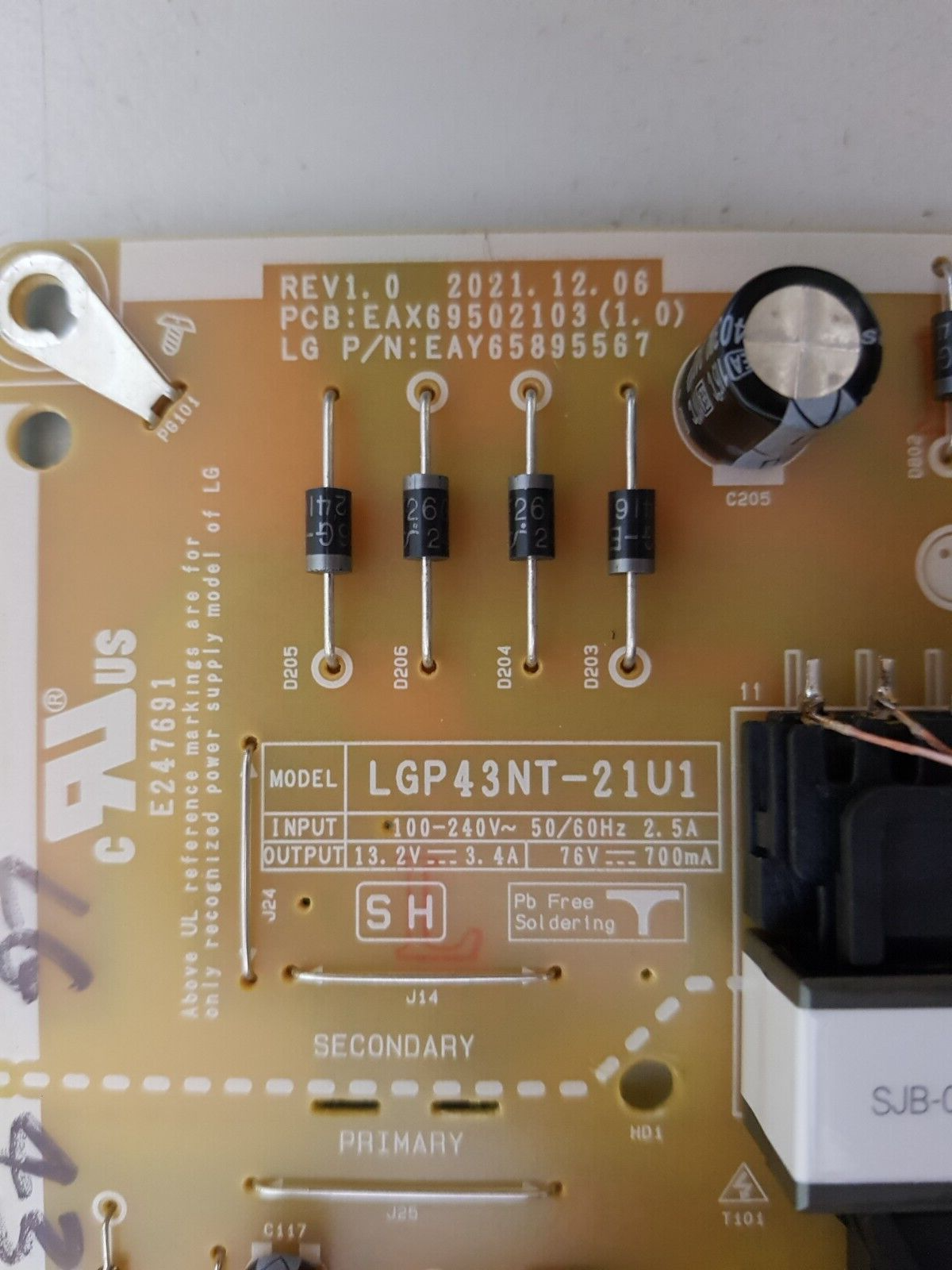 GENUINE LG 43UT8050PSB POWER SUPPLY BOARD EAX69502103 1.0 EAY65895567