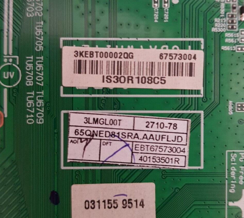 GENUINE LG 65QNED81SRA .AAUFLJD MAIN BOARD EAX69950706 1.0 EBT67573004
